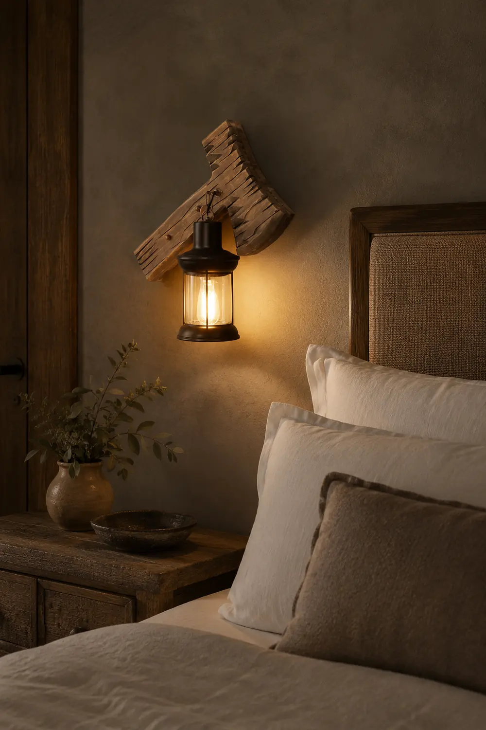 Austin Wall Lamp Hammer Shape Vintage, Wood/Metal, Living Room - Lumpaz