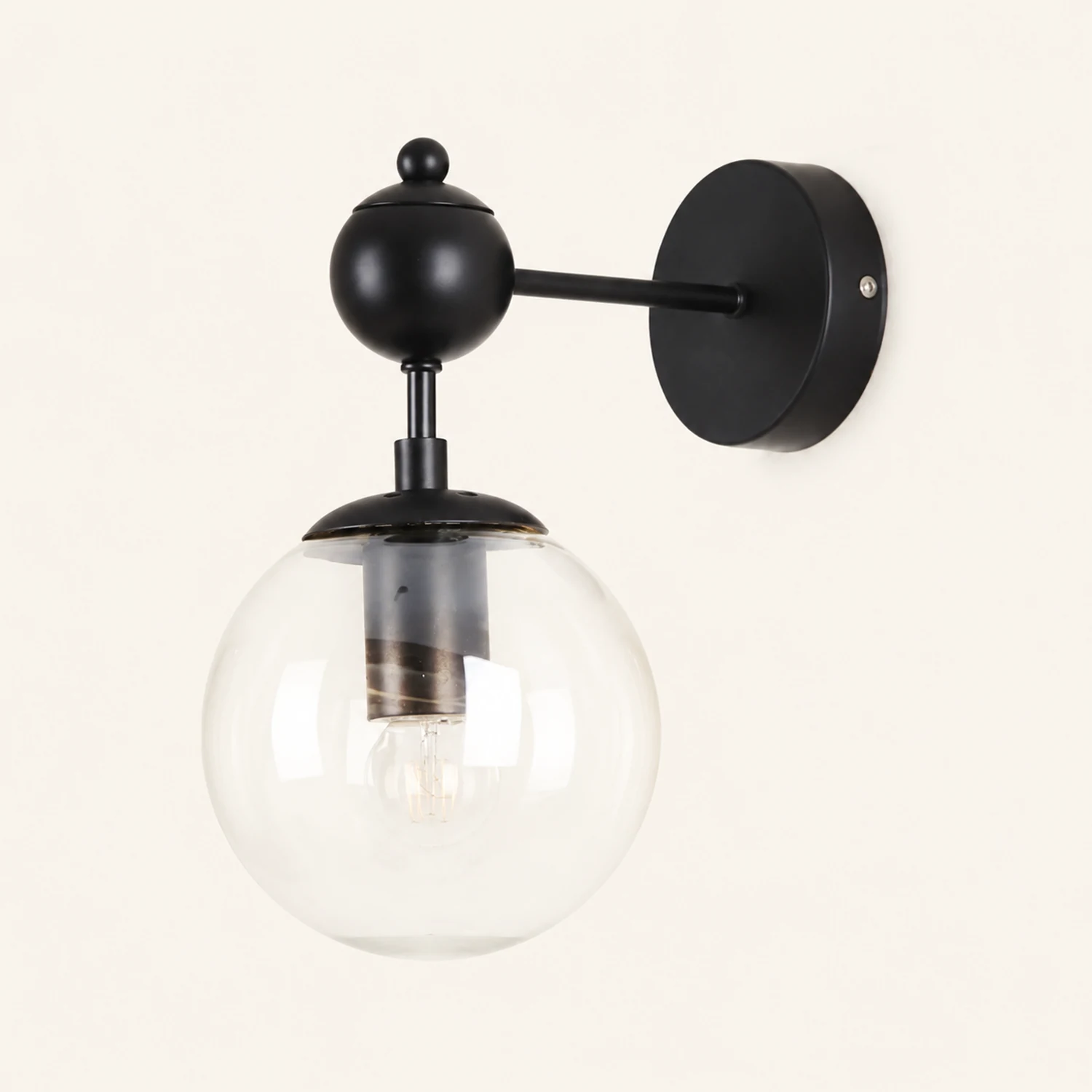 Valentina Globe Glass Vanity Wall Light, Black/Gold, Bedroom - Lumpaz