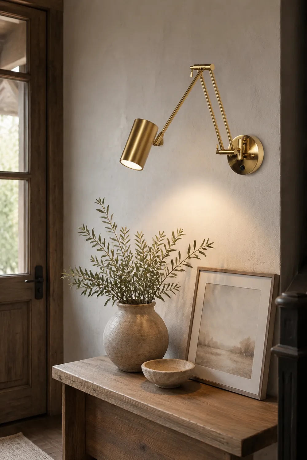 Freja Wall Lamp Cylindrical Adjustable Lamp Pole Metal Brass, Bedroom - Lumpaz