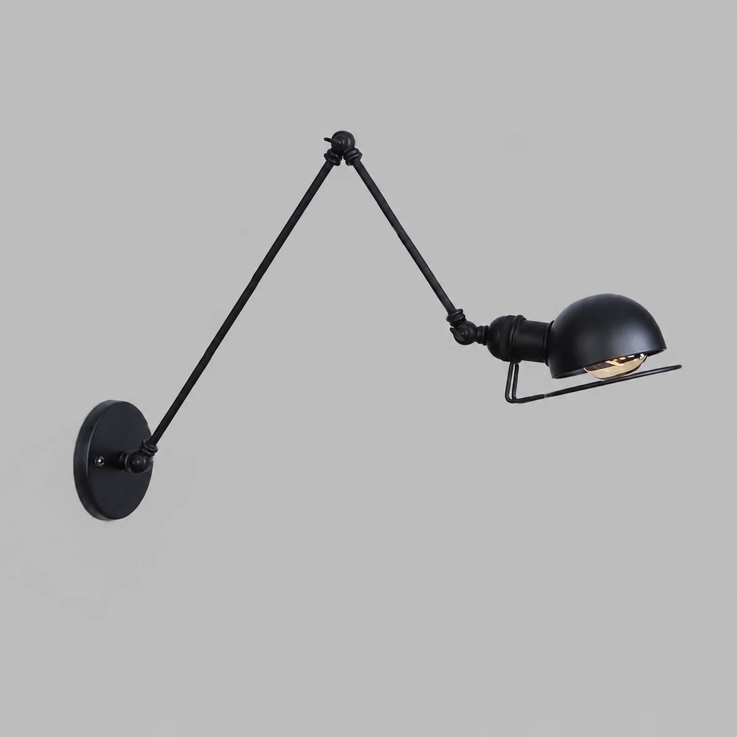 Brady Wall Lamp Dome Minimalist, Metal, Adjustable Black, Bedroom - Lumpaz