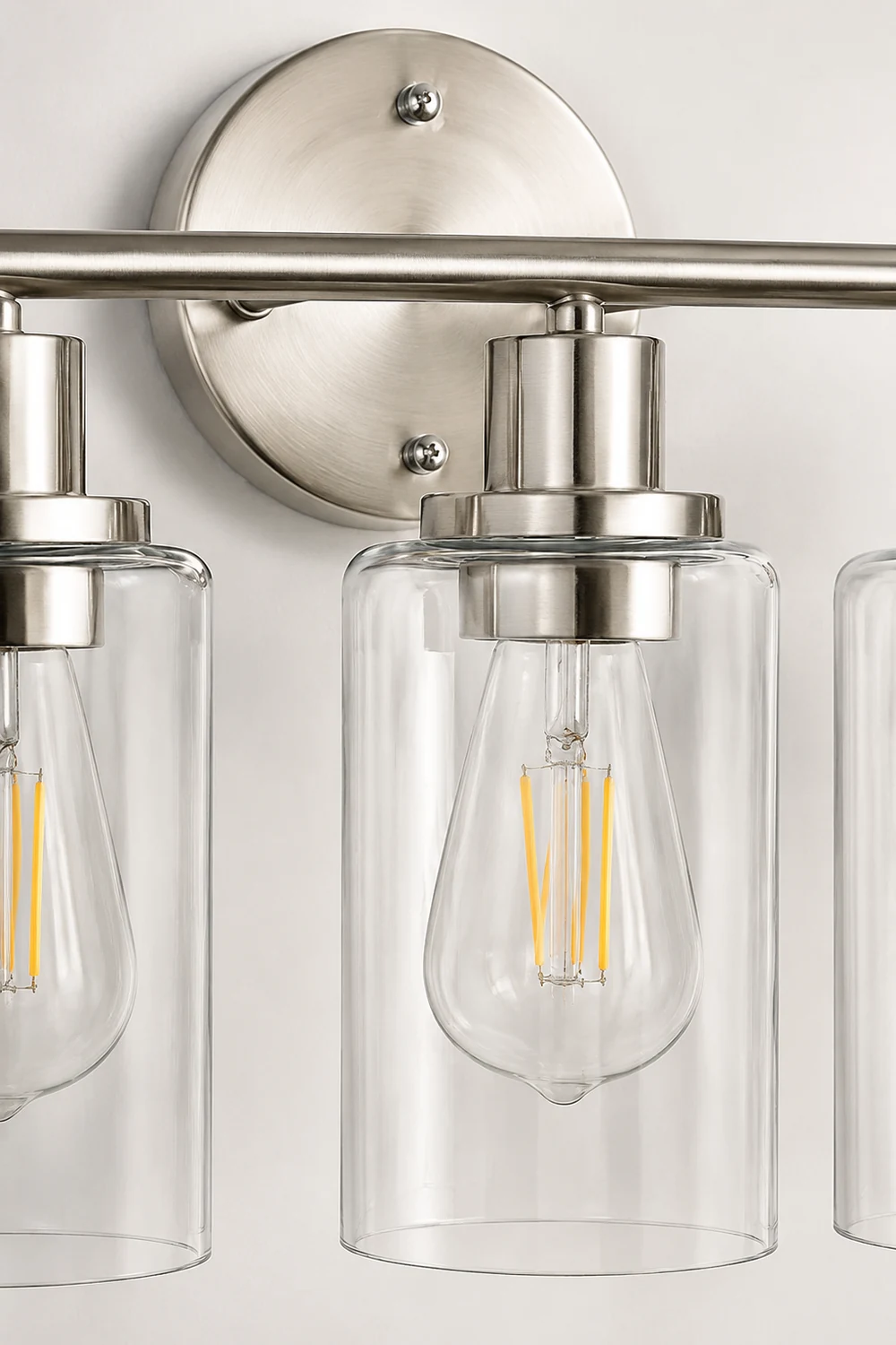 Alessio Modern Cylindrical Metal&Glass Wall Lamp In Living Room, Nickel - Lumpaz