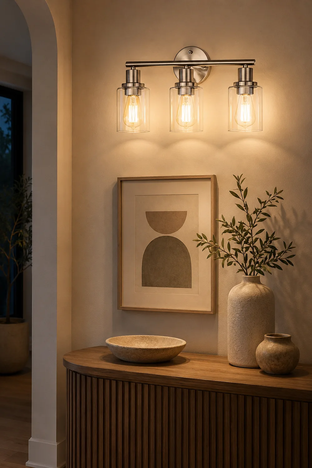 Alessio Modern Cylindrical Metal&Glass Wall Lamp In Living Room, Nickel - Lumpaz