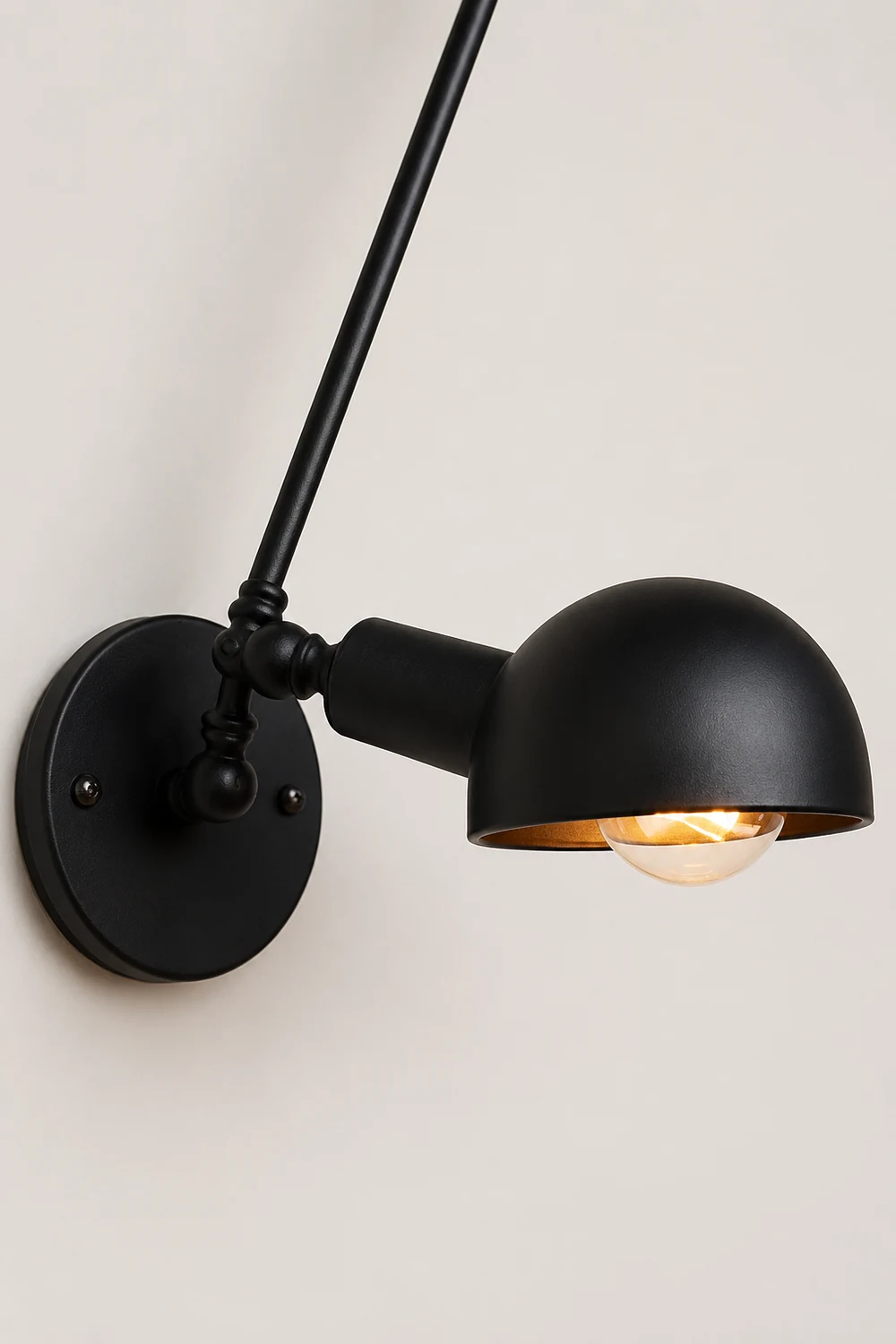 Brady Minimalist Adjustable Wall Lamp, Metal, Black, Bedroom - Lumpaz