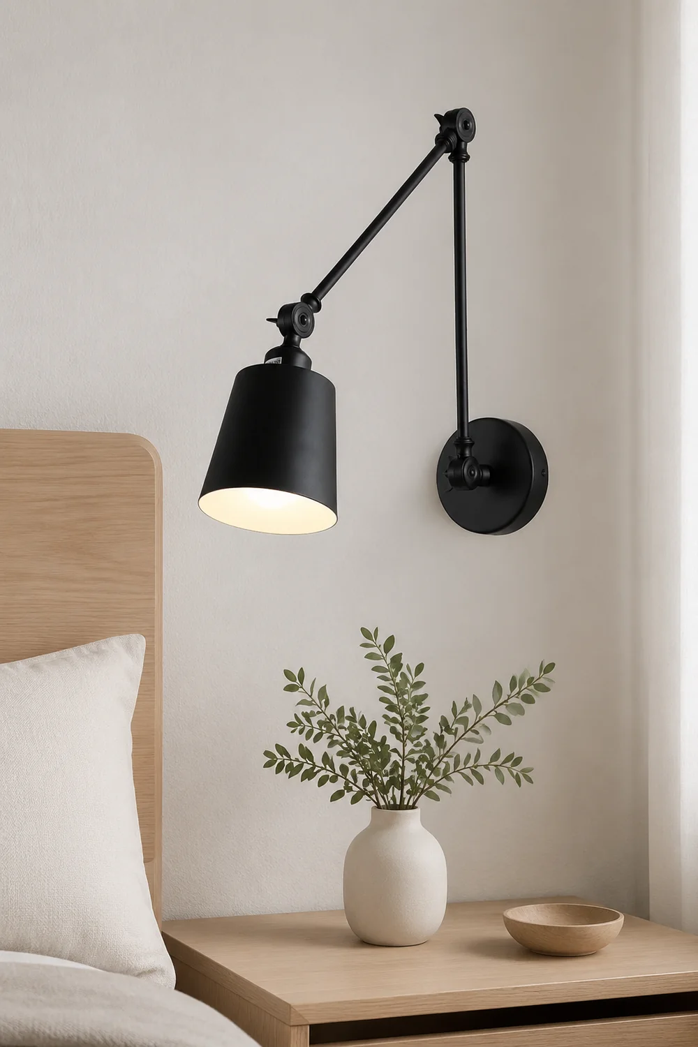 Brady Wall Lamp Dome Modern, Metal Adjustable, Black/White, Living Room - Lumpaz
