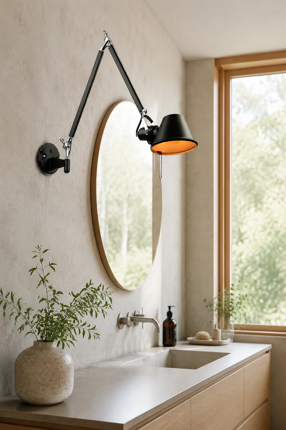 Brady Modern Simple Adjustable Wall Lamp, Black/Chrome, Bedroom - Lumpaz