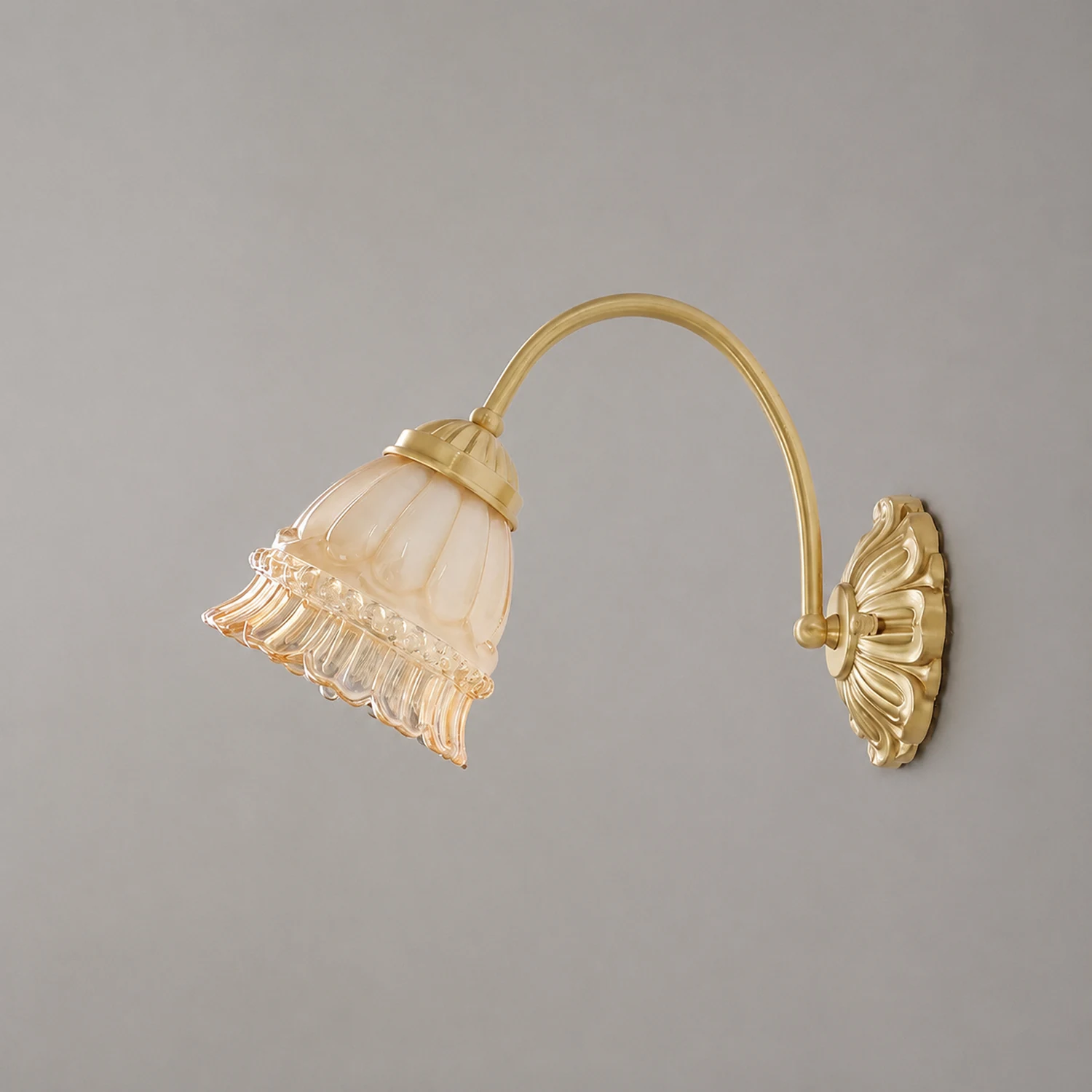 Bella Retro LED Wall Lamp Indoor Gold Metal Glass Bedroom Balcony - Lumpaz