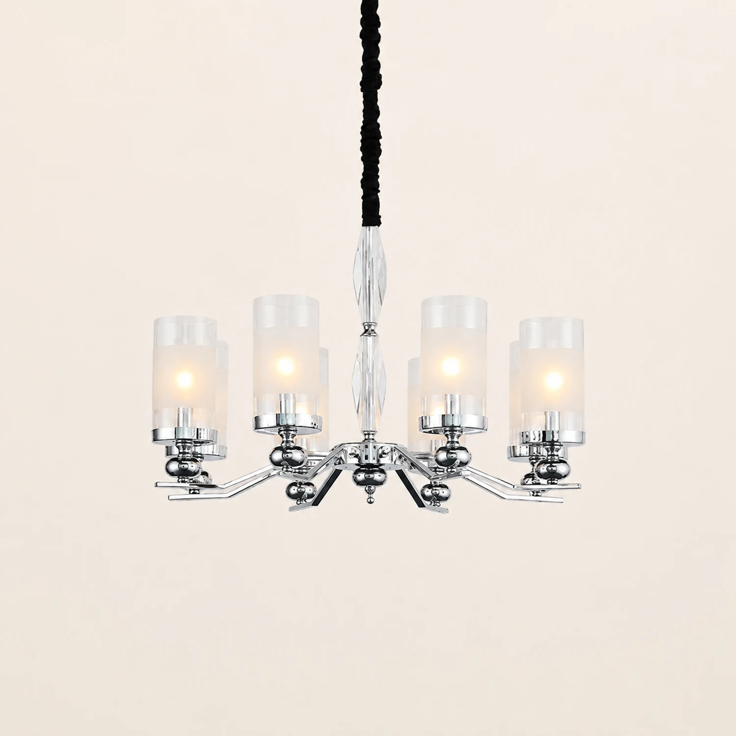 Alessio Retro Silver Metal/Glass Chandelier/Wall Lamp, Living Room - Lumpaz