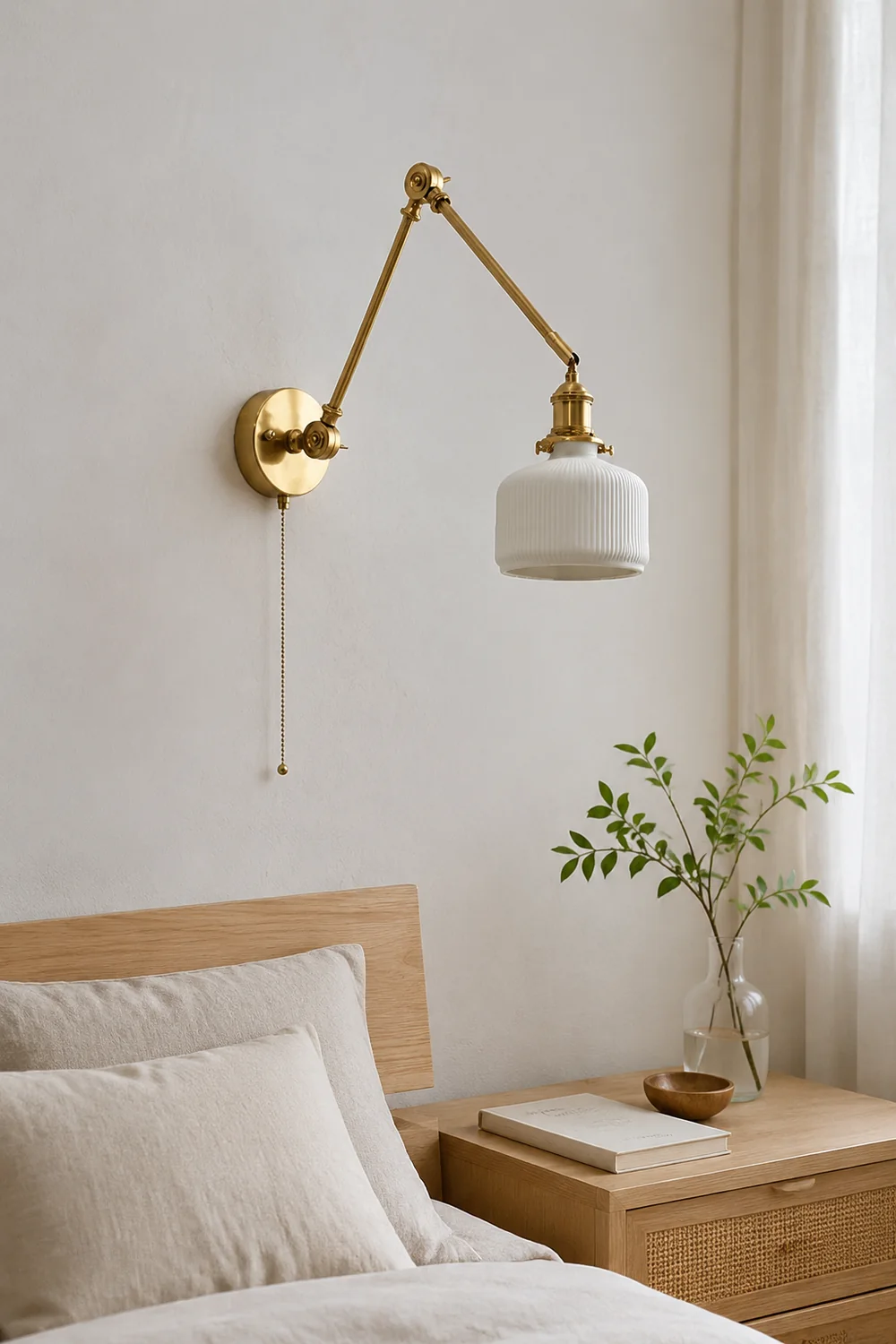 Carins Wall Lamp Modern Drum Ceramics Metal Adjustable, White - Lumpaz
