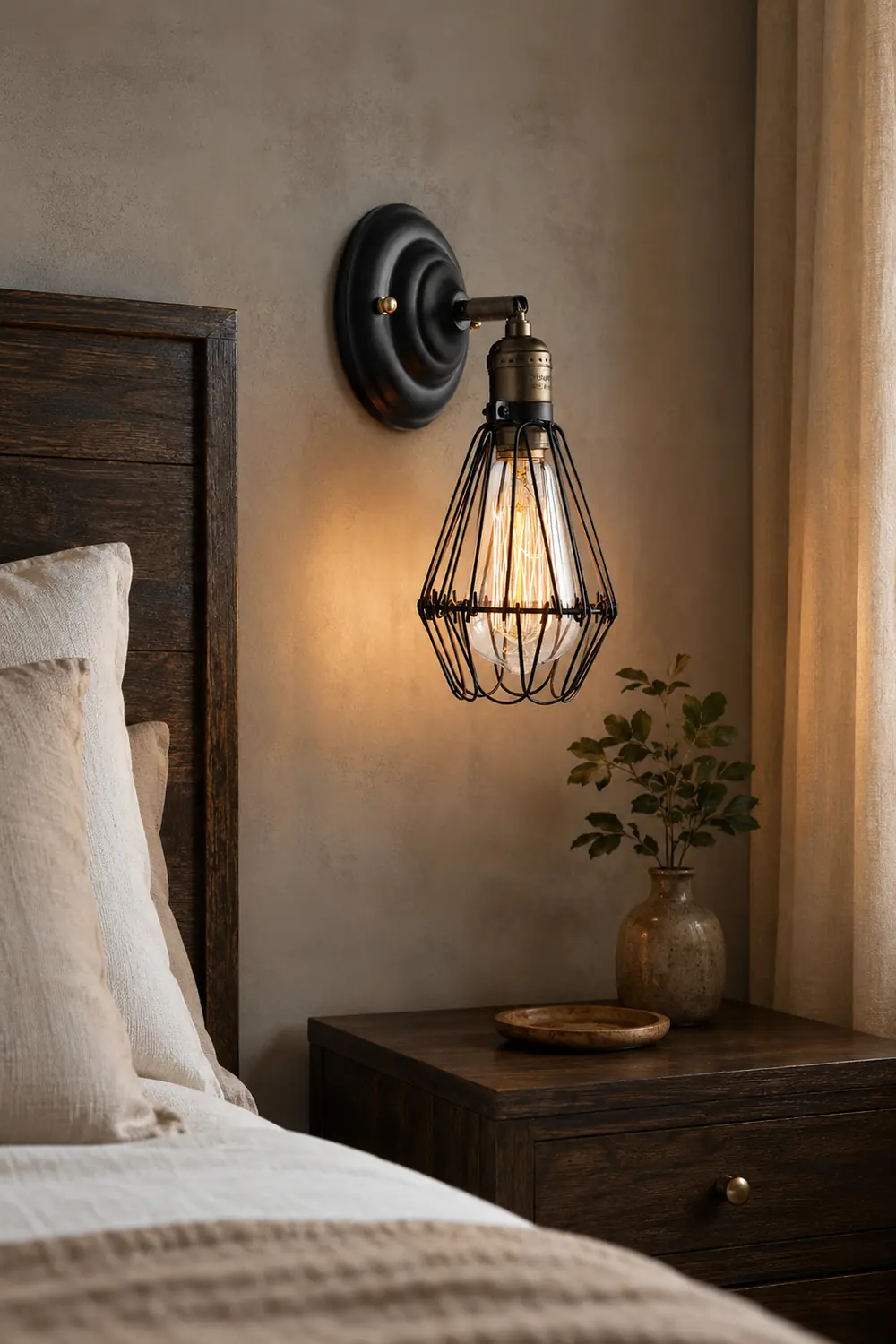 Alessio Industrial Lantern Shaped Metal Wall Lamp, Black/Rust - Lumpaz
