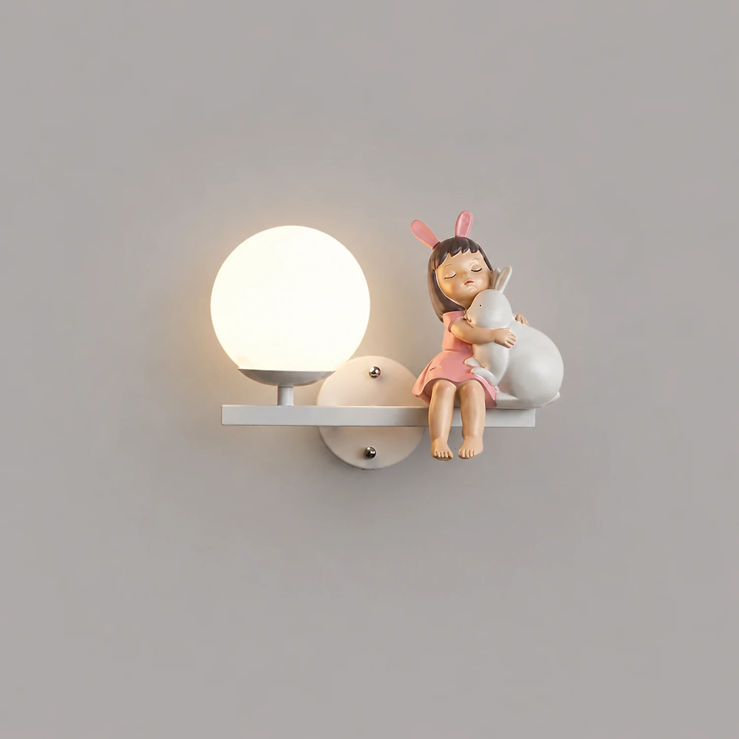 Minori Modern Metal/Glass Wall lamp, White & Pink - Lumpaz