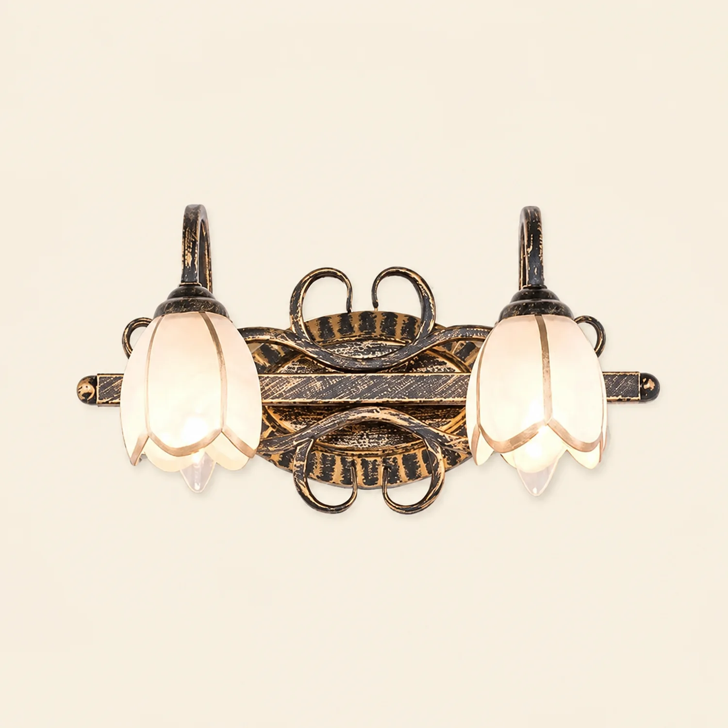 Félicie Antique Brass Flower Mirror Front Vanity Wall Lamp - Lumpaz