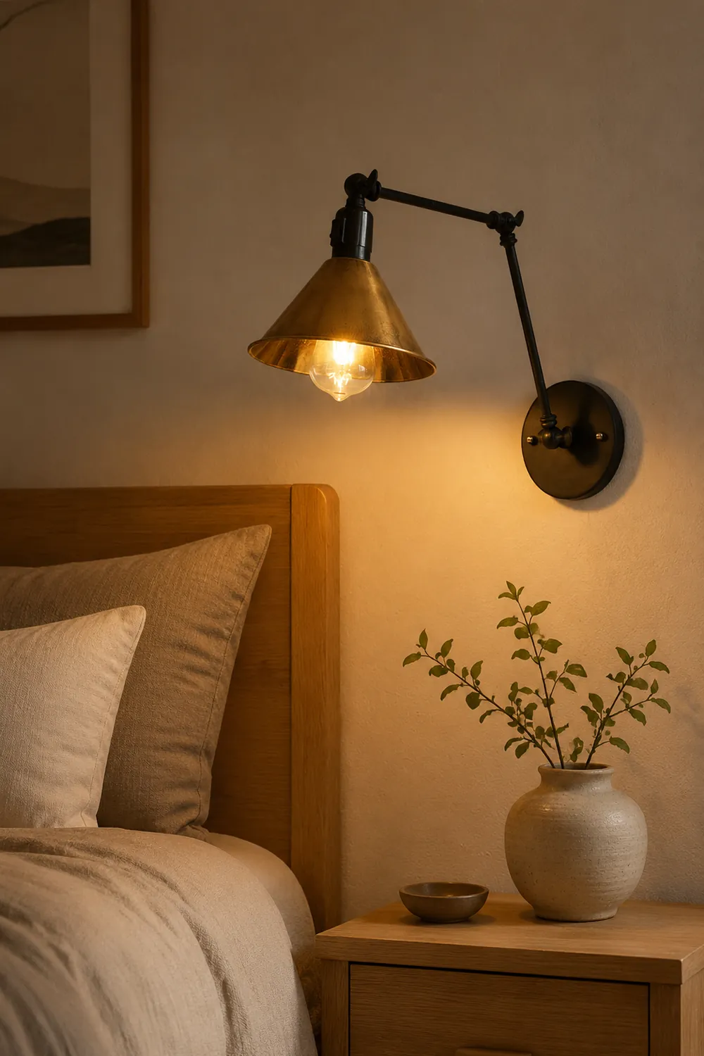 Brady Vintage Gold Adjustable Wall Lamp, Metal, Living Room - Lumpaz