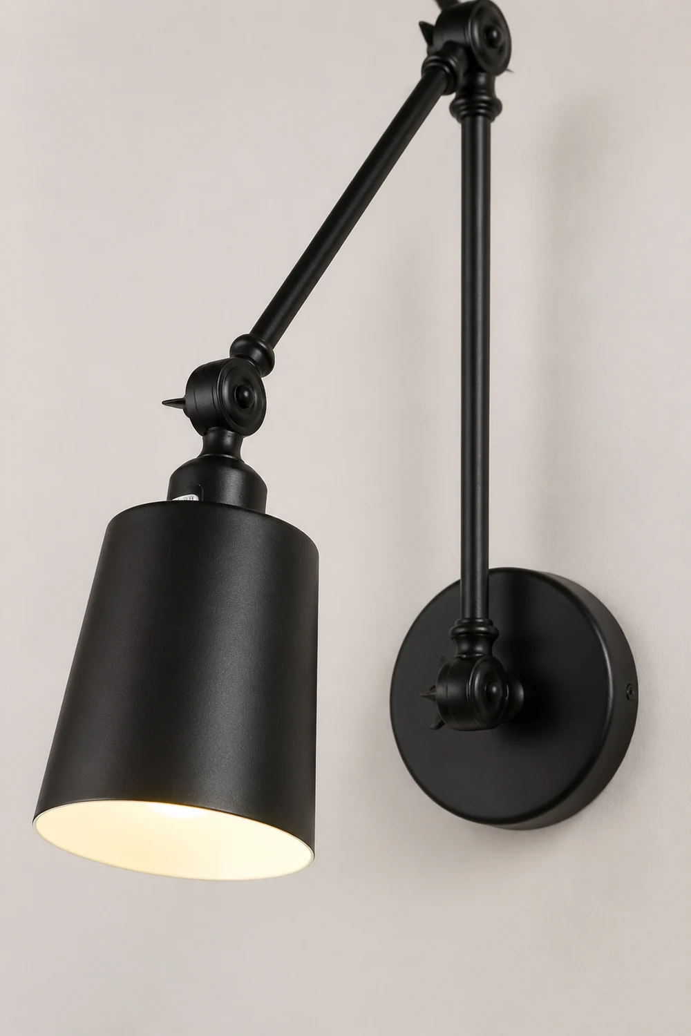 Brady Wall Lamp Dome Modern, Metal Adjustable, Black/White, Living Room - Lumpaz