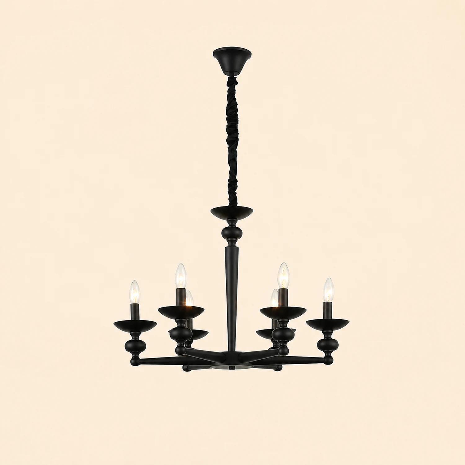 Alessio Retro Candle Wall Lamp/Black Chandelier for Living Room, Dining Room - Lumpaz