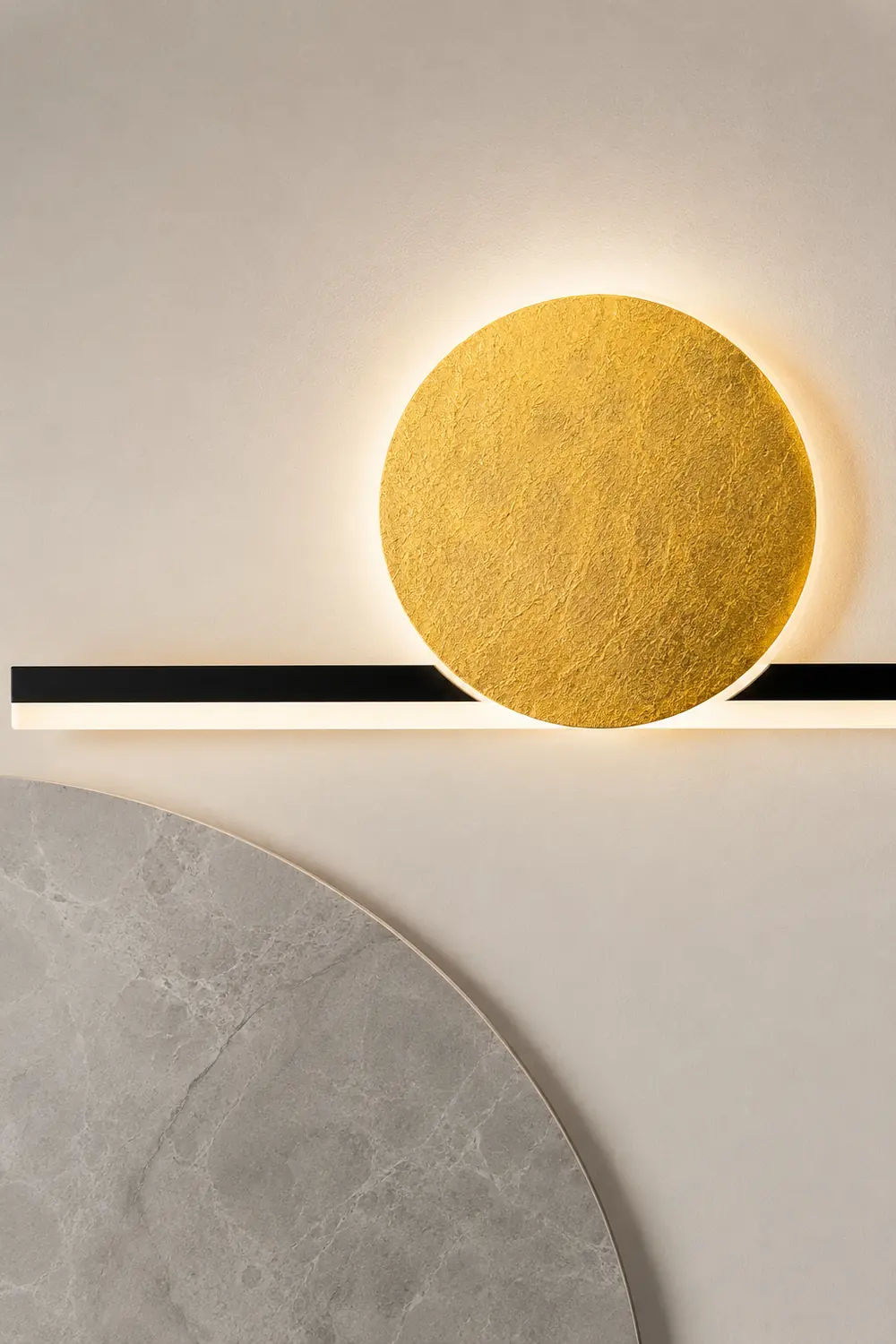 Emyr Modern Simple Circular Line Gold Acrylic Wall Lamp - Lumpaz