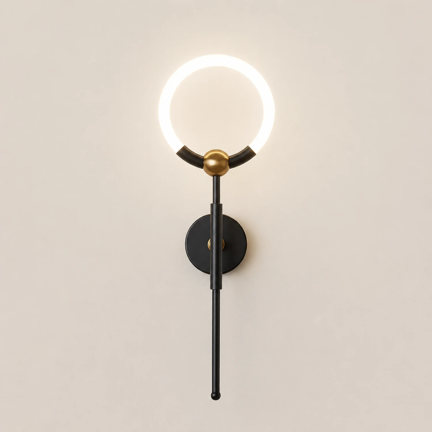 Arisha Modern Ring Vanity Wall Lamp, Black/Gold, Bathroom - Lumpaz