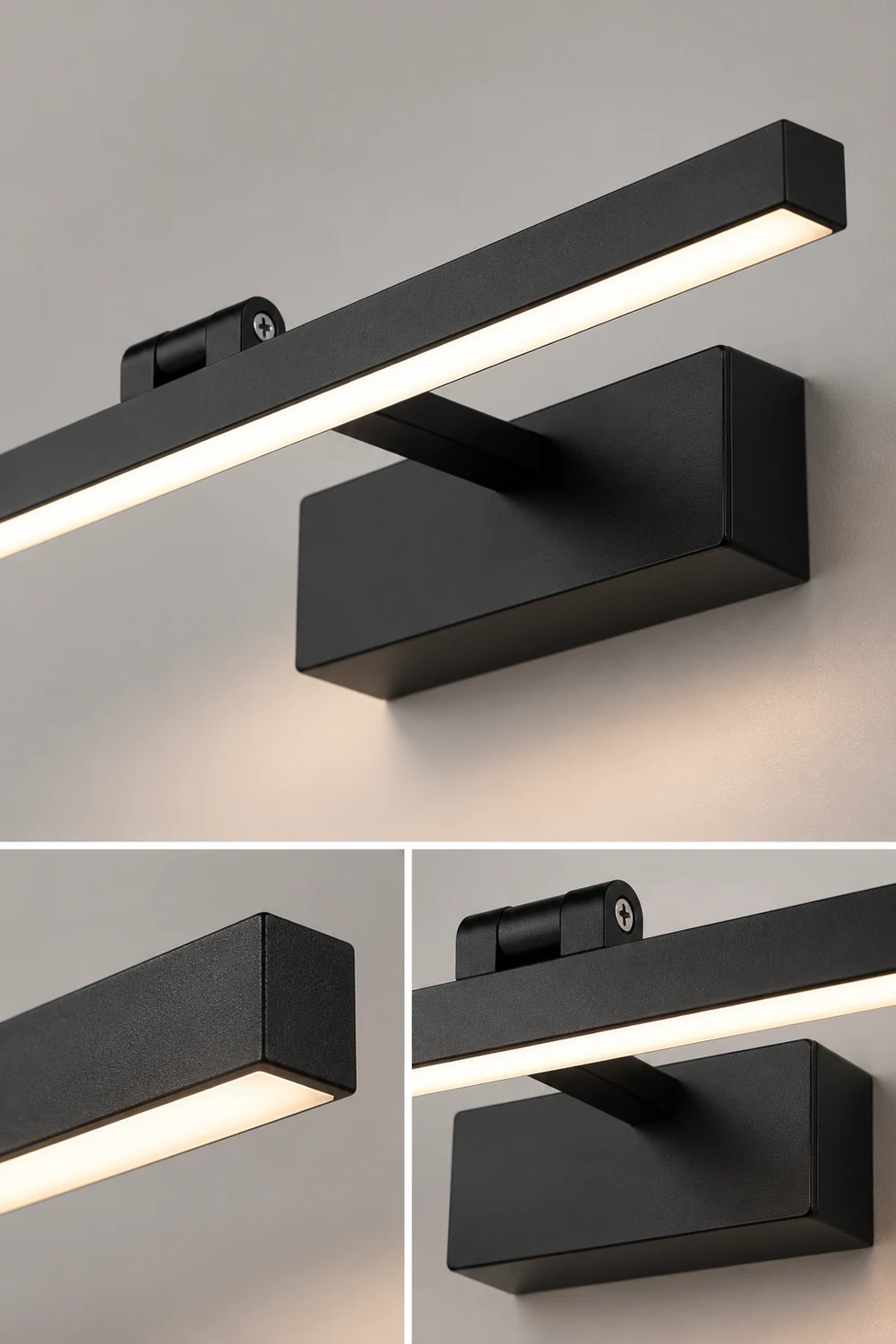 Edge Wall Lamp Linear Mirror Front Vanity, Black/White, Bathroom - Lumpaz