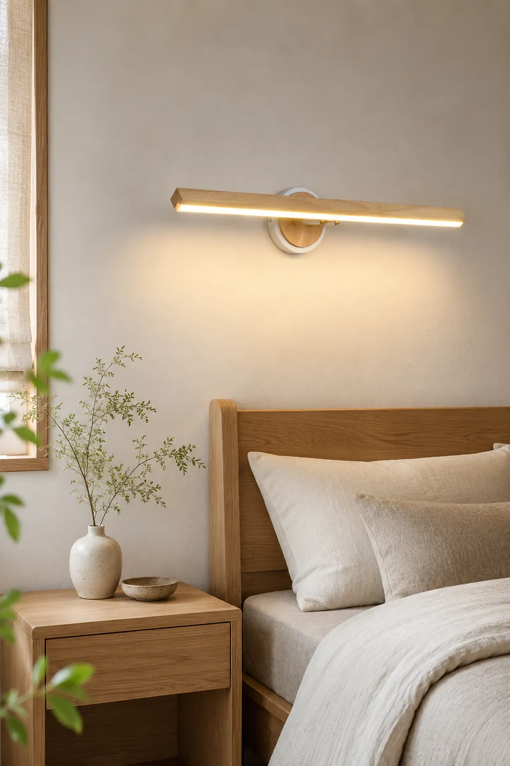 Ozawa Modern Linear Wooden Mirror Front Vanity Wall Lamp - Lumpaz