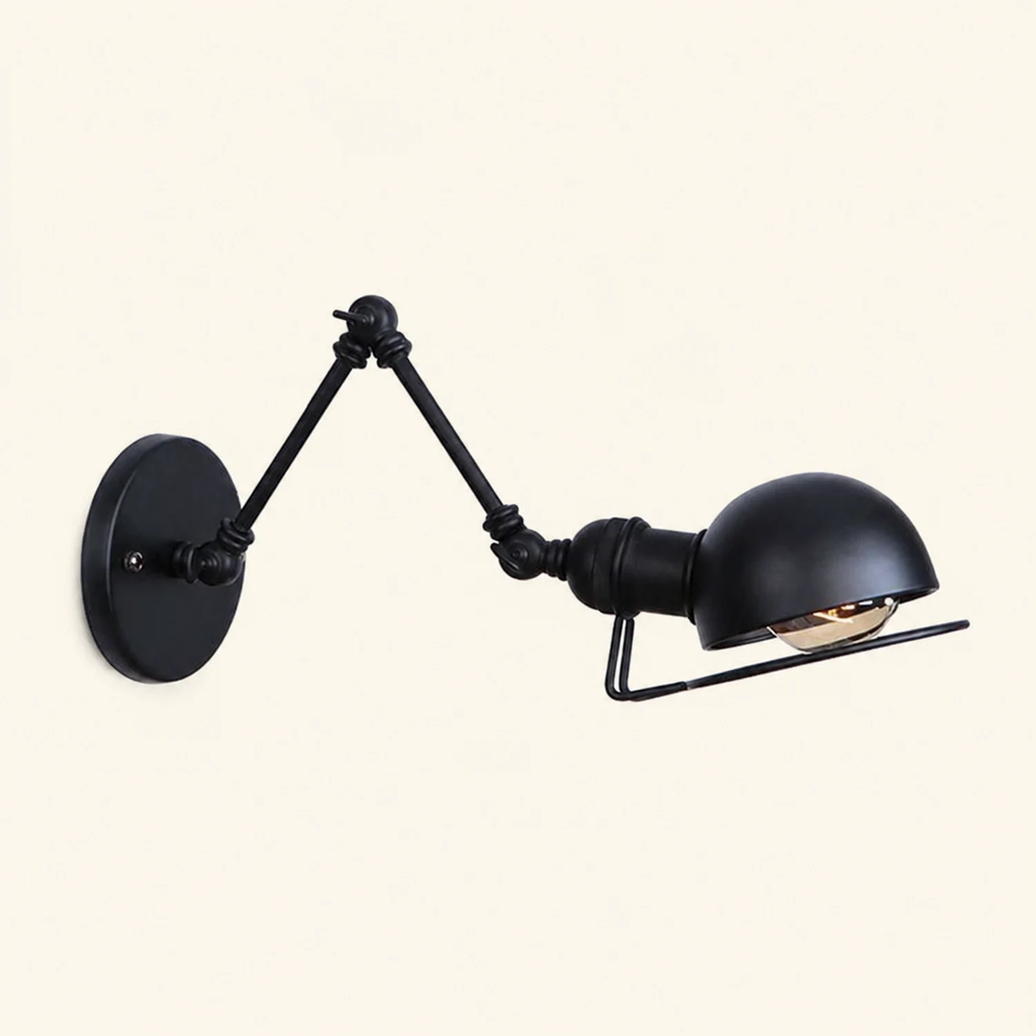 Brady Wall Lamp Dome Minimalist, Metal, Adjustable Black, Bedroom - Lumpaz
