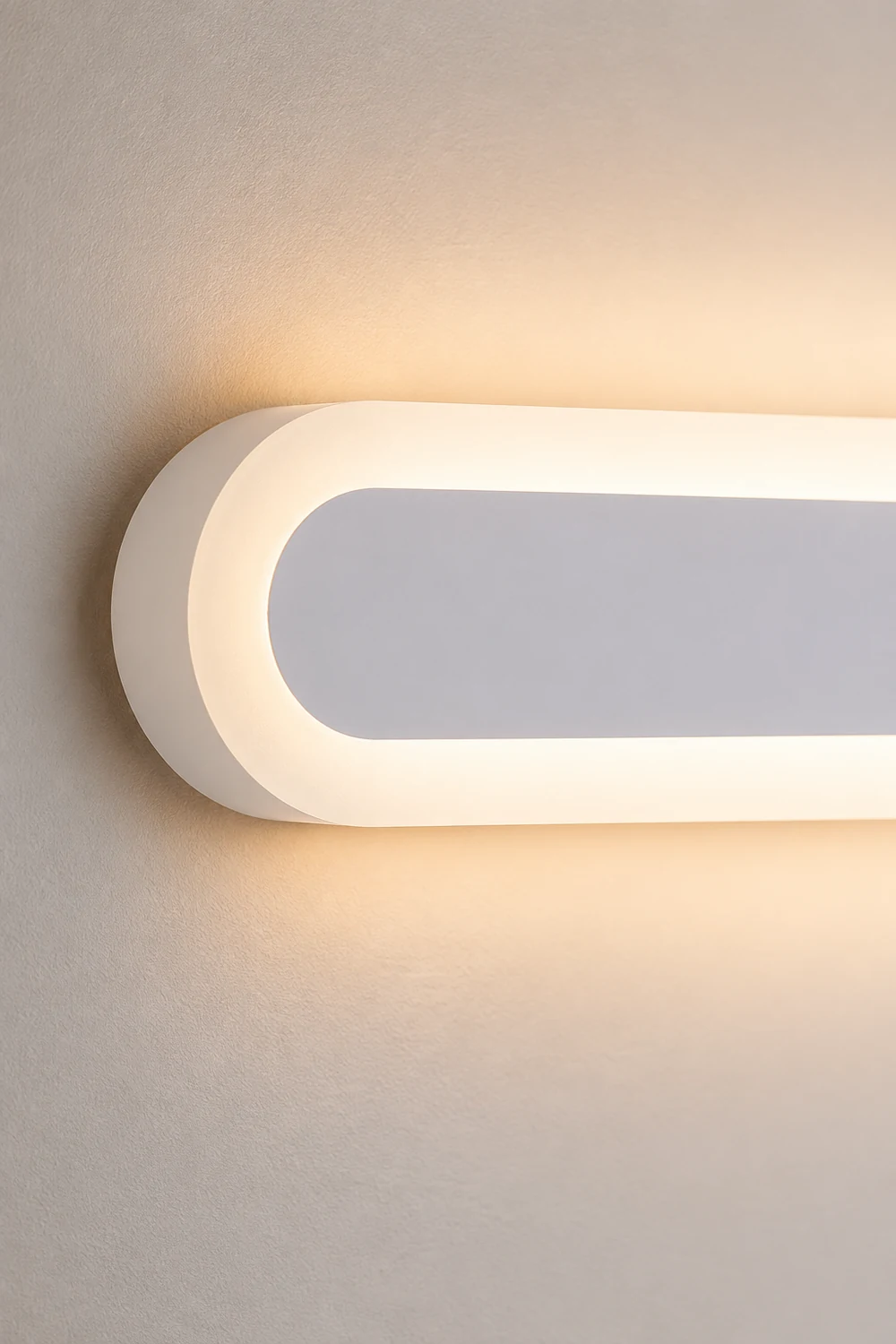 Edge Modern Linear Vanity Wall Lamp, White/Brown, Bathroom - Lumpaz