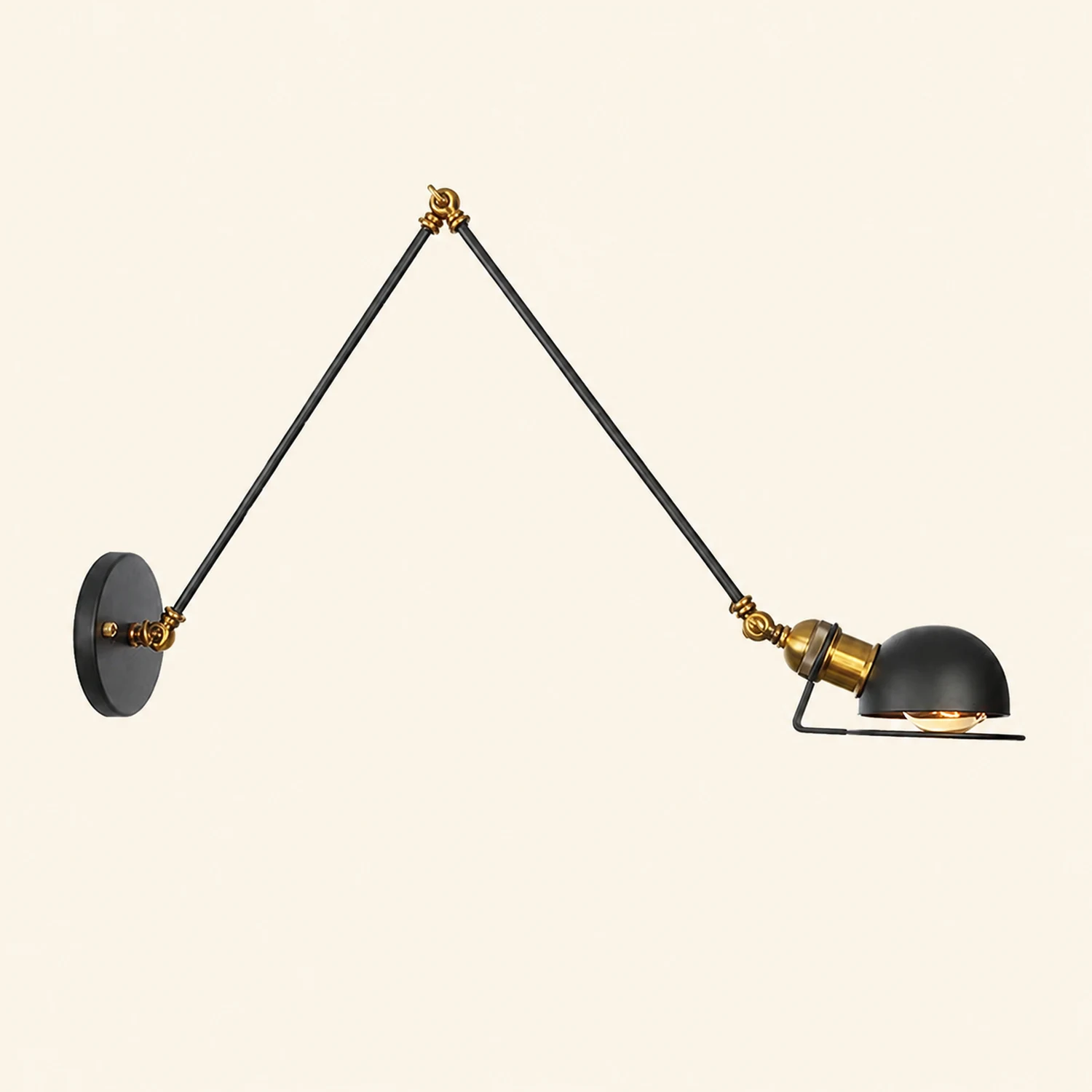 Brady Wall Lamp Dome Minimalist, Metal, Adjustable Black, Bedroom - Lumpaz