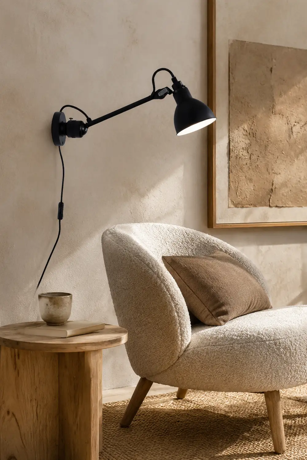 Brady Minimalist Adjustable Wall Lamp, Metal, Black, Living Room - Lumpaz
