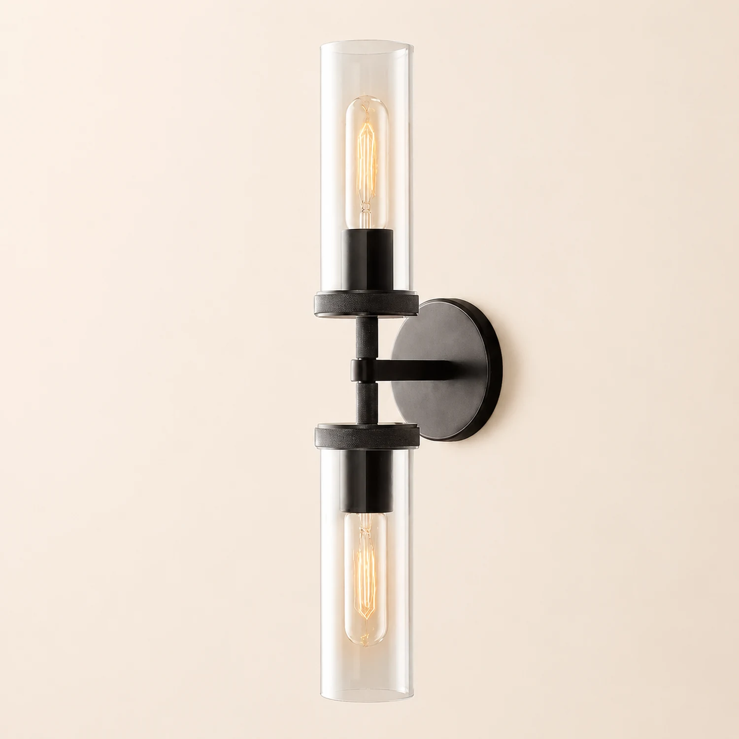 Leigh Modern Cylindrical Metal Led Wall Lamp, Black/Copper - Lumpaz