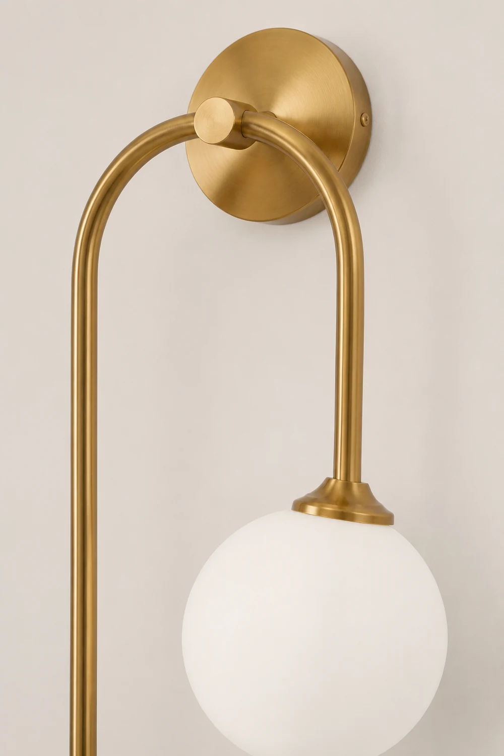 Valentina Modern Arc Globe Glass Wall Lamp, Brass, Living Room - Lumpaz