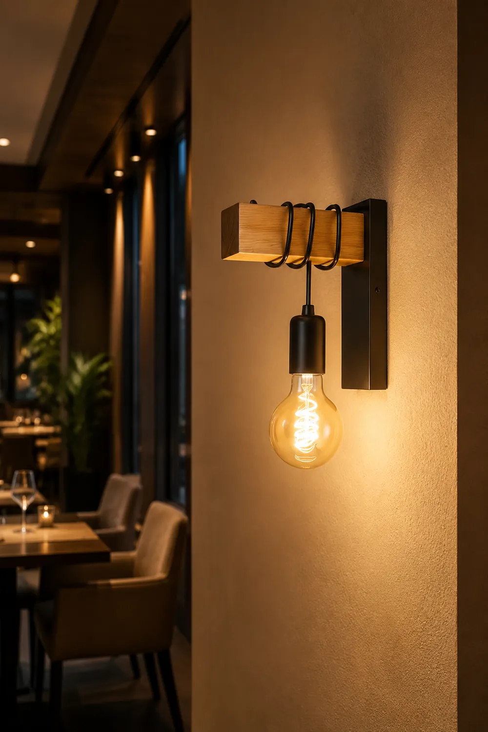 Alessio Wall Lamp Bulb Industrial, Metal, Black/White, Living Room - Lumpaz