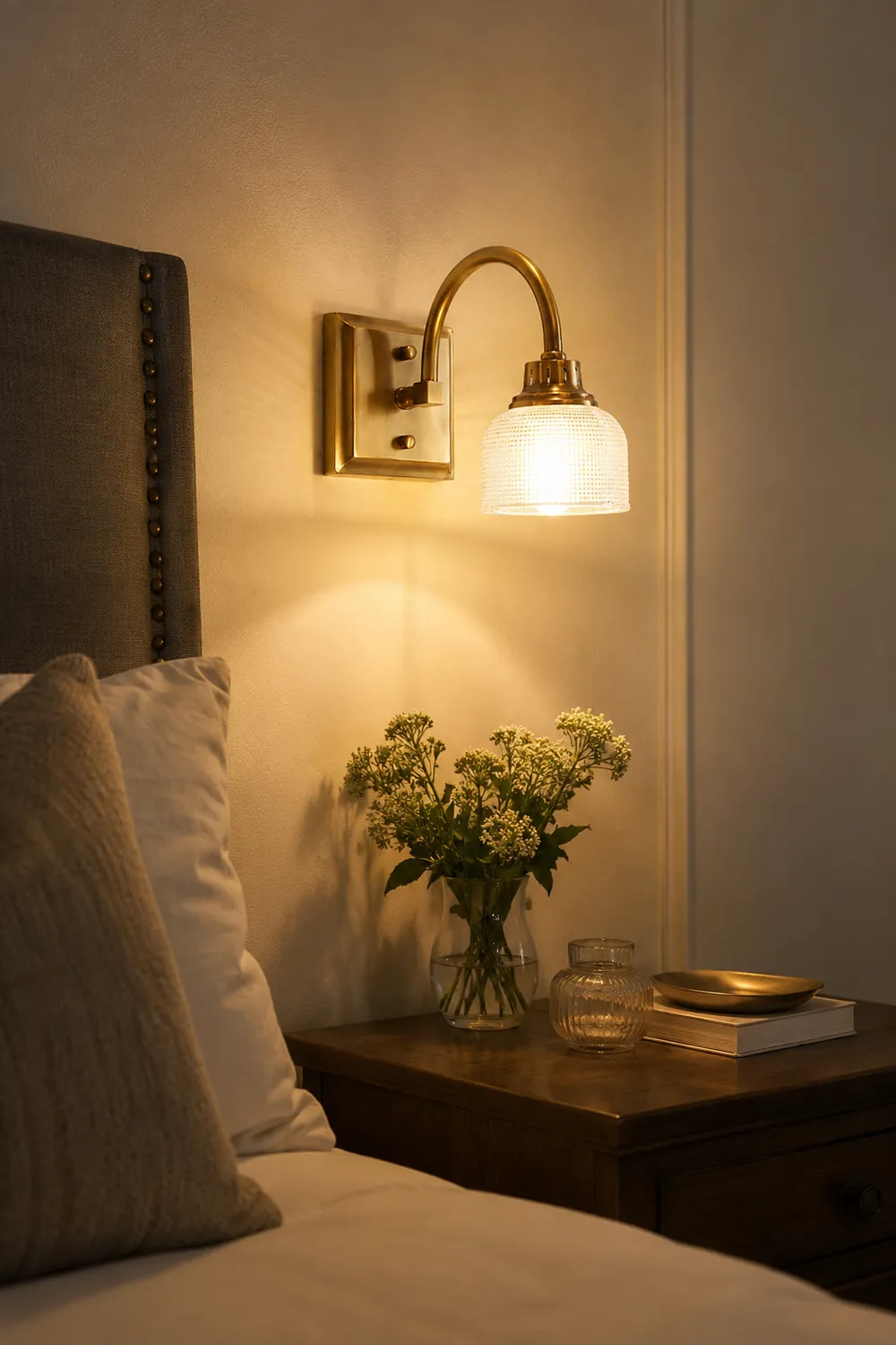 Alessio Vintage Bowl-shaped Metal/Glass Wall Lamps, Gold - Lumpaz