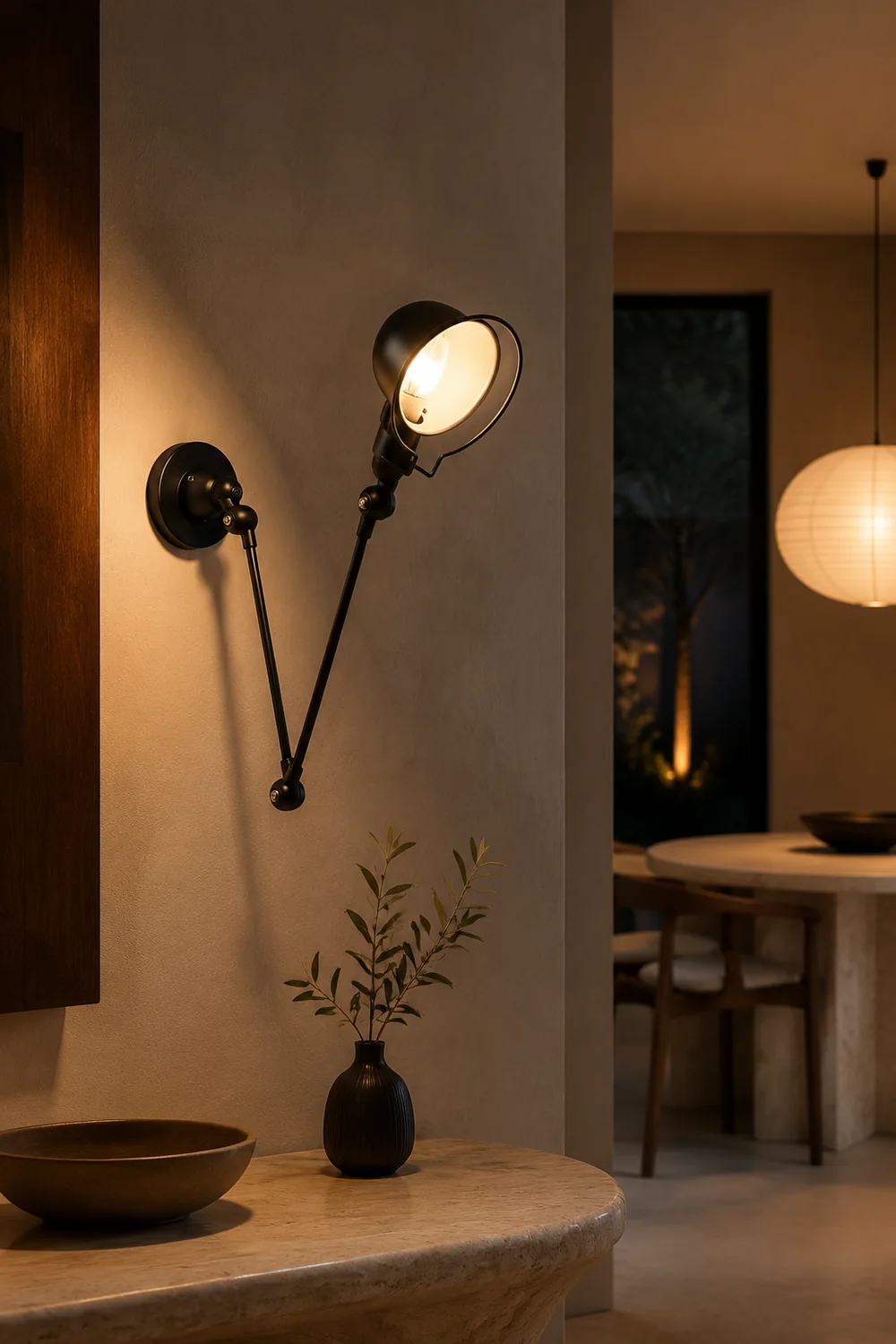 Brady Wall Lamp Bowl Circle Adjustable Metal, 2 Color, Living Room - Lumpaz