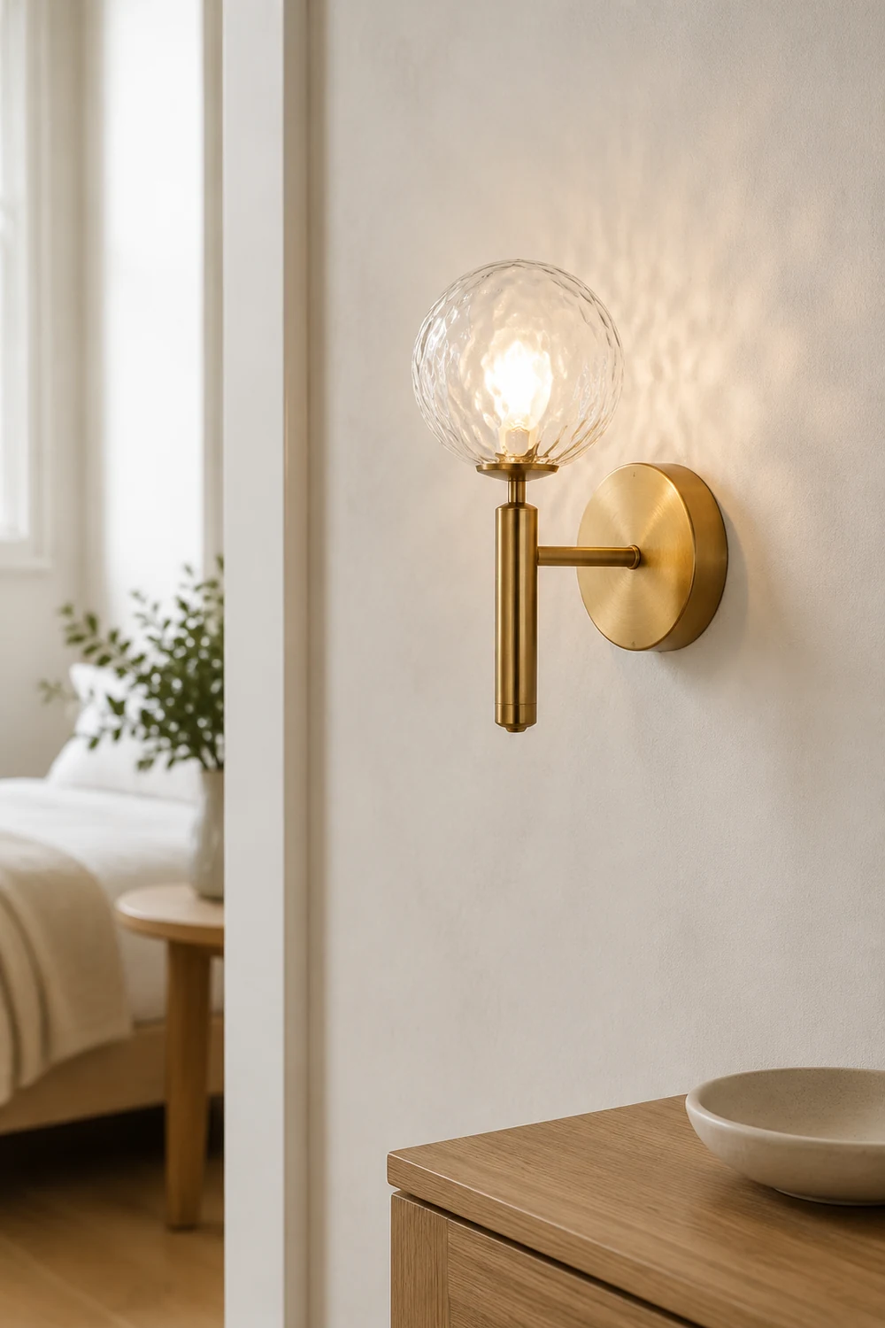 Valentina Wall Lamp Modern Globe, Metal/Glass, Black/Gold, Hallway - Lumpaz