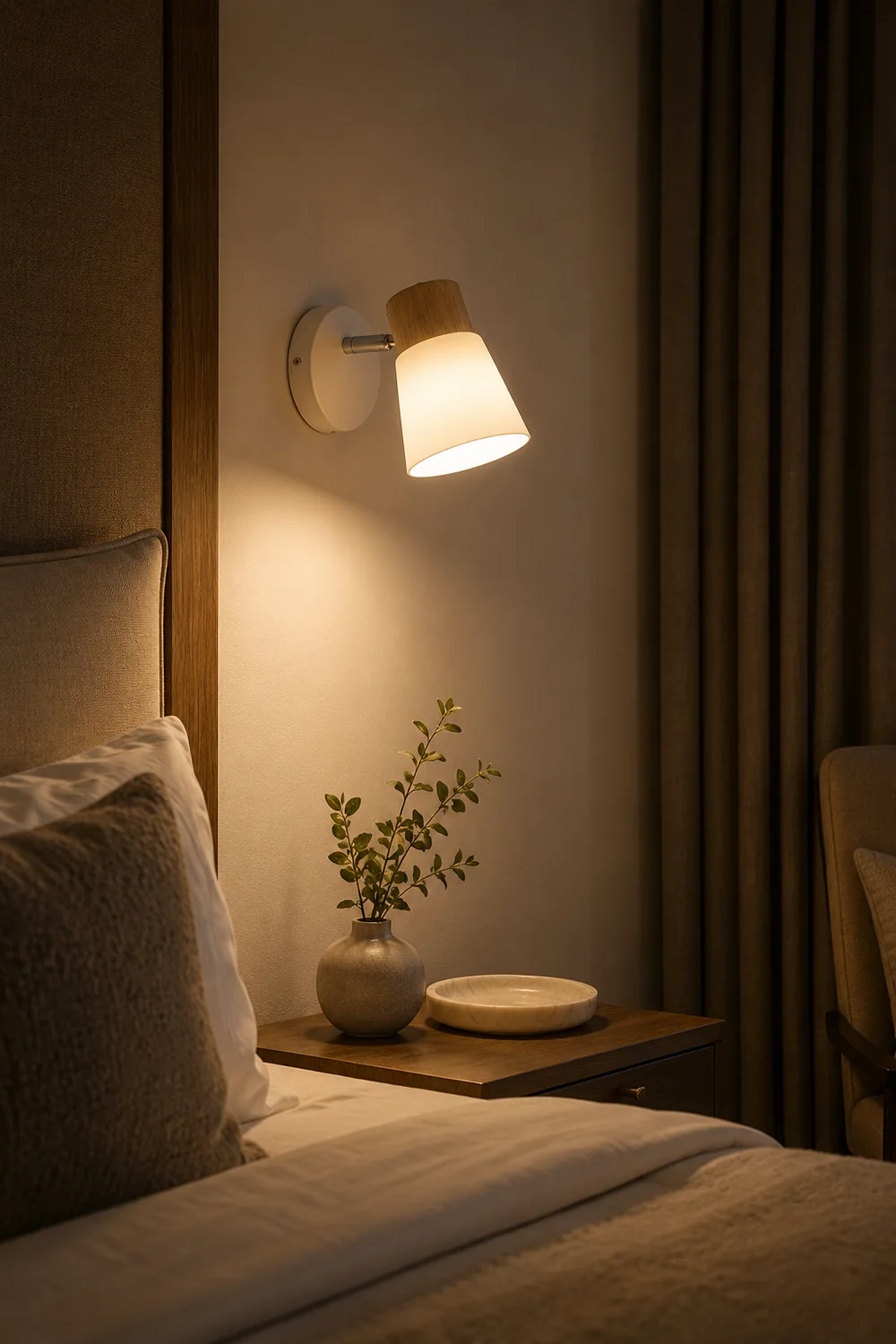 Ozawa Wall Lamp Nordic Vanity Mirror Front, Wood/Glass, White, Basement - Lumpaz