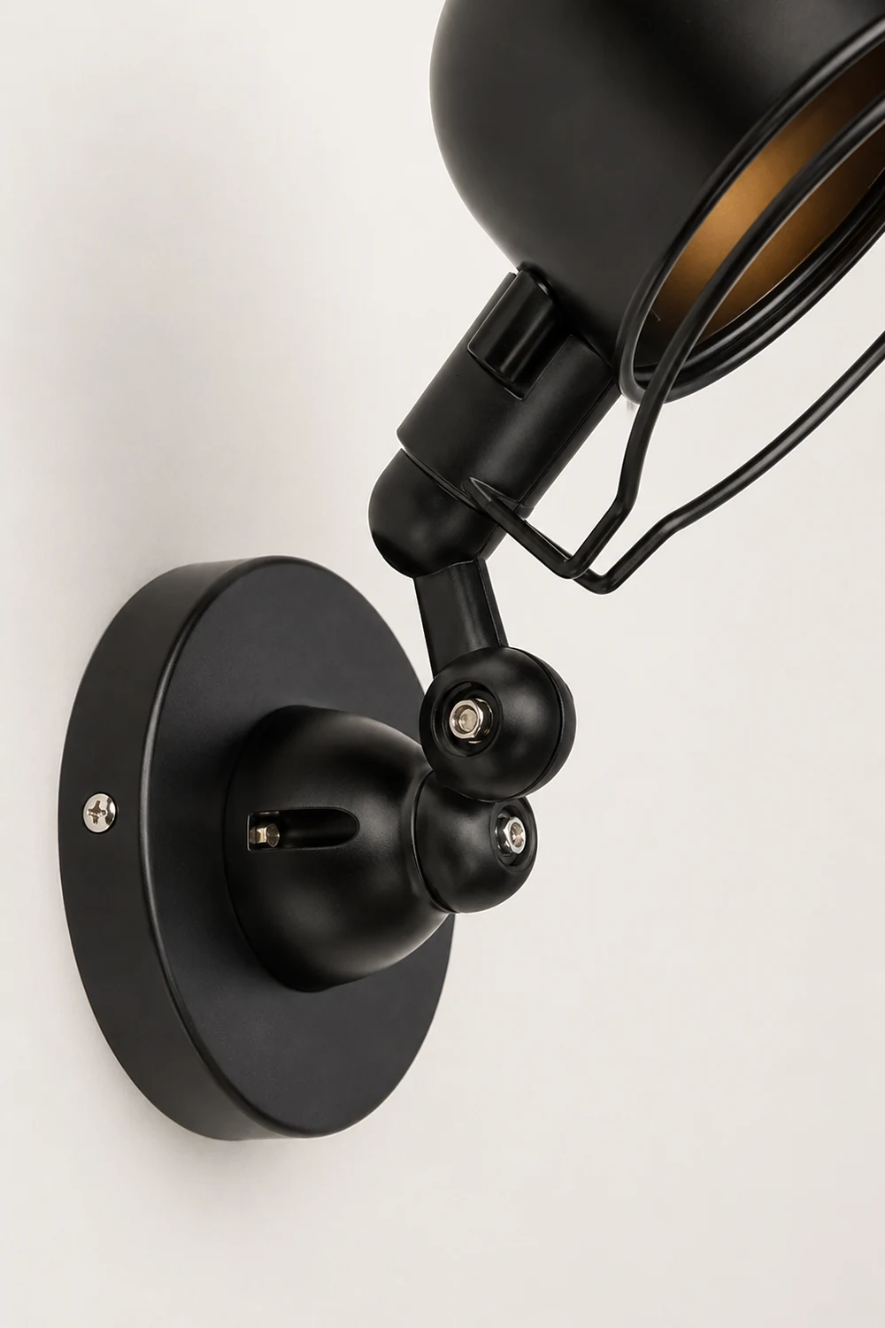 Alessio Wall Lamp Dome Retro, Adjustable Metal, Black, Living Room - Lumpaz