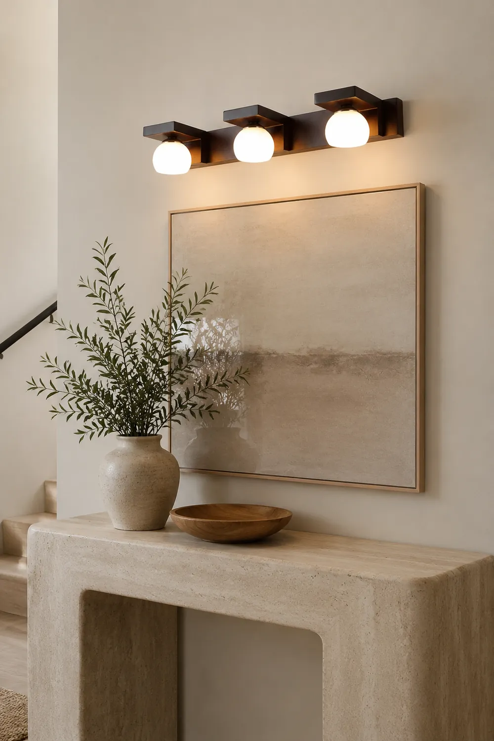Ozawa Vintage Mirror Front Vanity Wall Lamp, Wood/Glass, Brown - Lumpaz