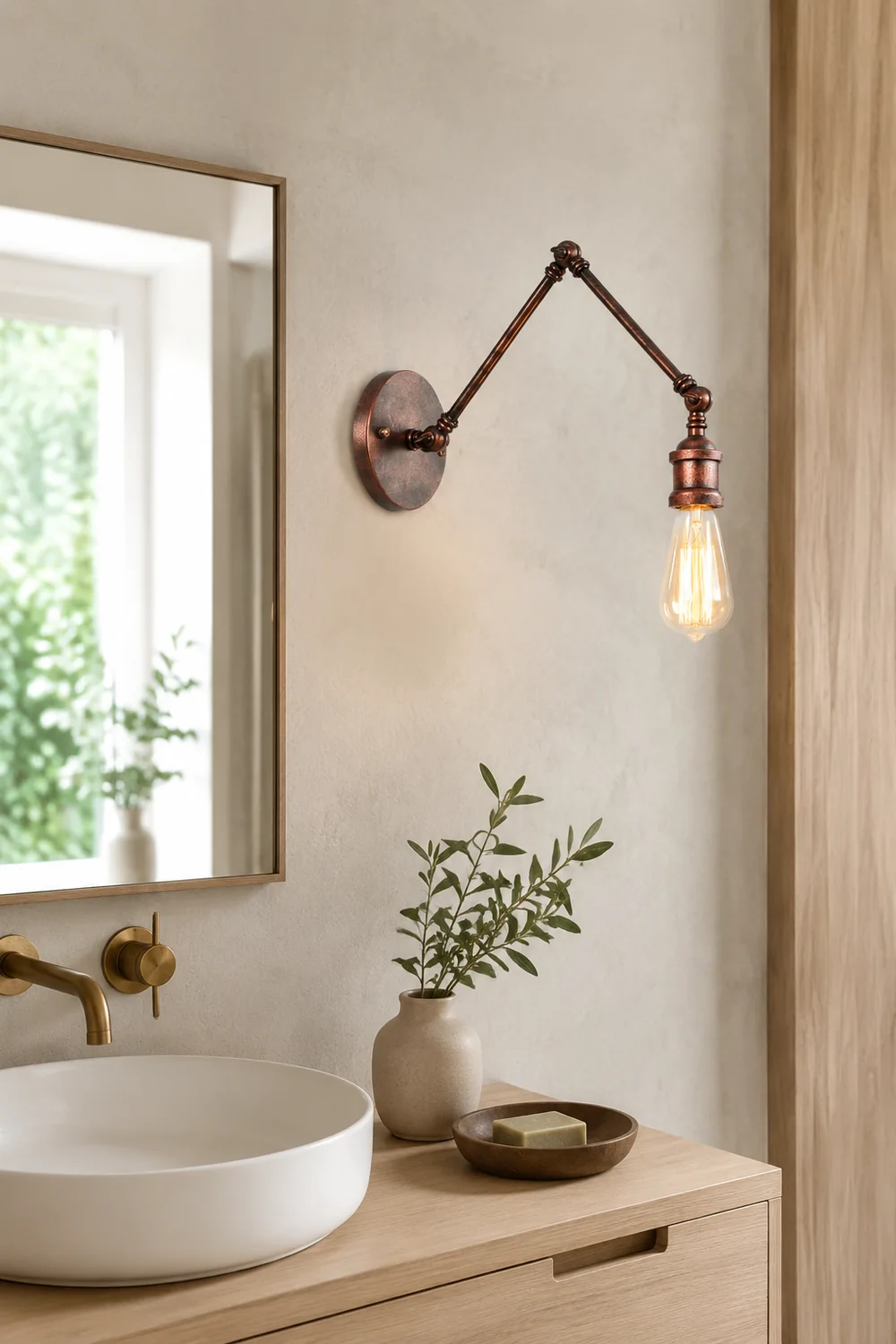 Brady Wall Lamp Minimalist, Tapered Adjustable Metal, 2-Color, Bedroom - Lumpaz