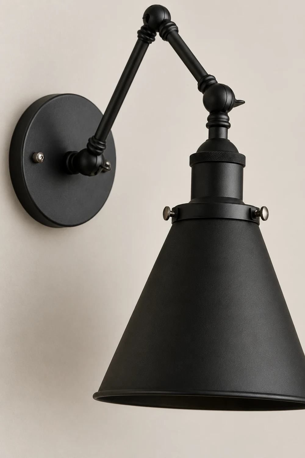 Brady Vintage Adjustable Wall Lamp, Metal, Black/Rust, Living Room - Lumpaz