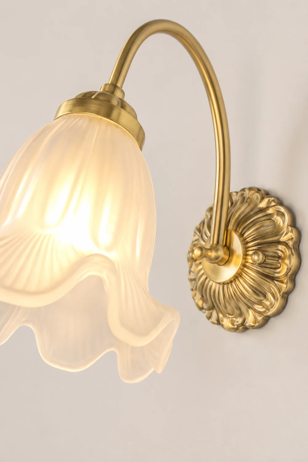 Bella Retro LED Wall Lamp Indoor Gold Metal Glass Bedroom Balcony - Lumpaz