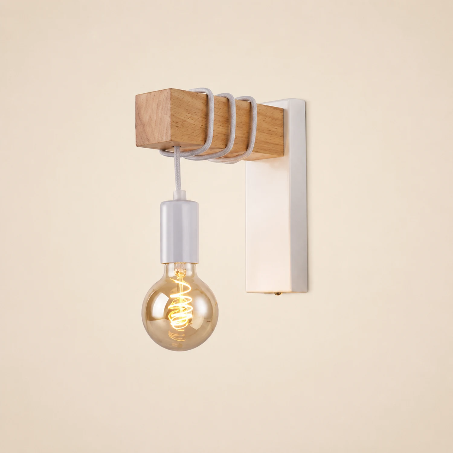Alessio Wall Lamp Bulb Industrial, Metal, Black/White, Living Room - Lumpaz