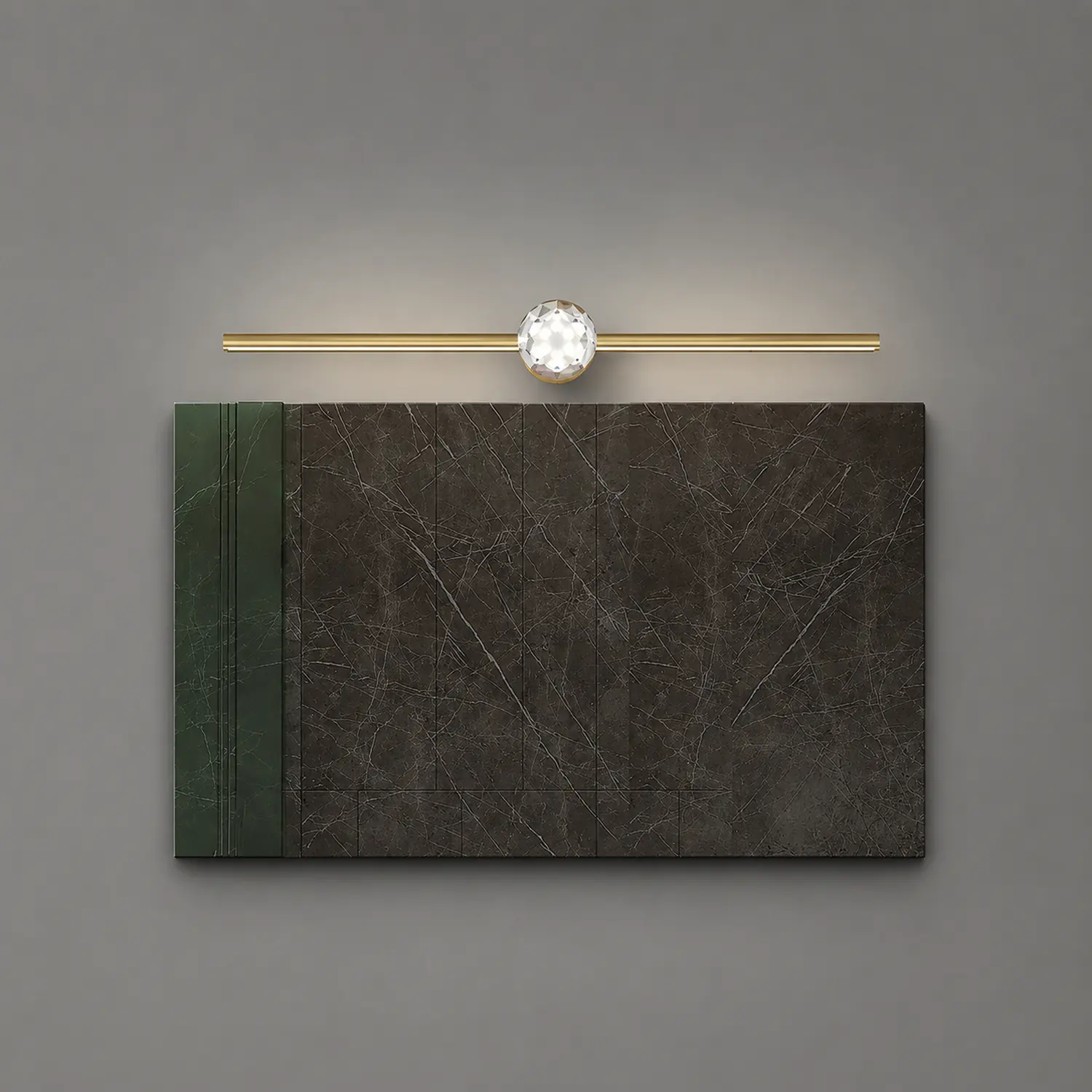 Kristy Minimalist Linear Metal/Crystal Mirror Front Vanity Wall Lamp, Gold - Lumpaz