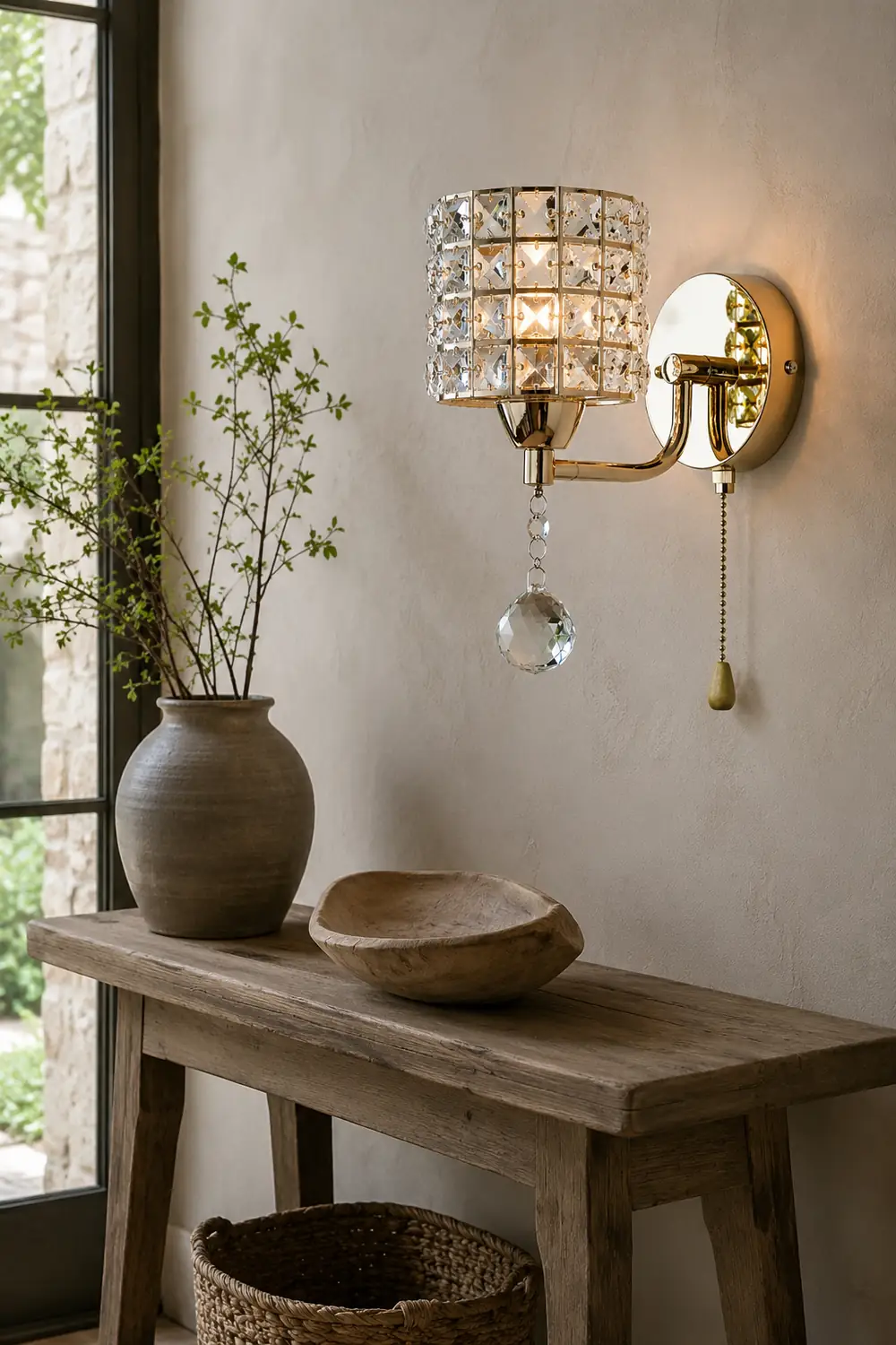 Kristy Vintage Cylinder Metal Bedside Wall Lamp, Gold/Chrome - Lumpaz