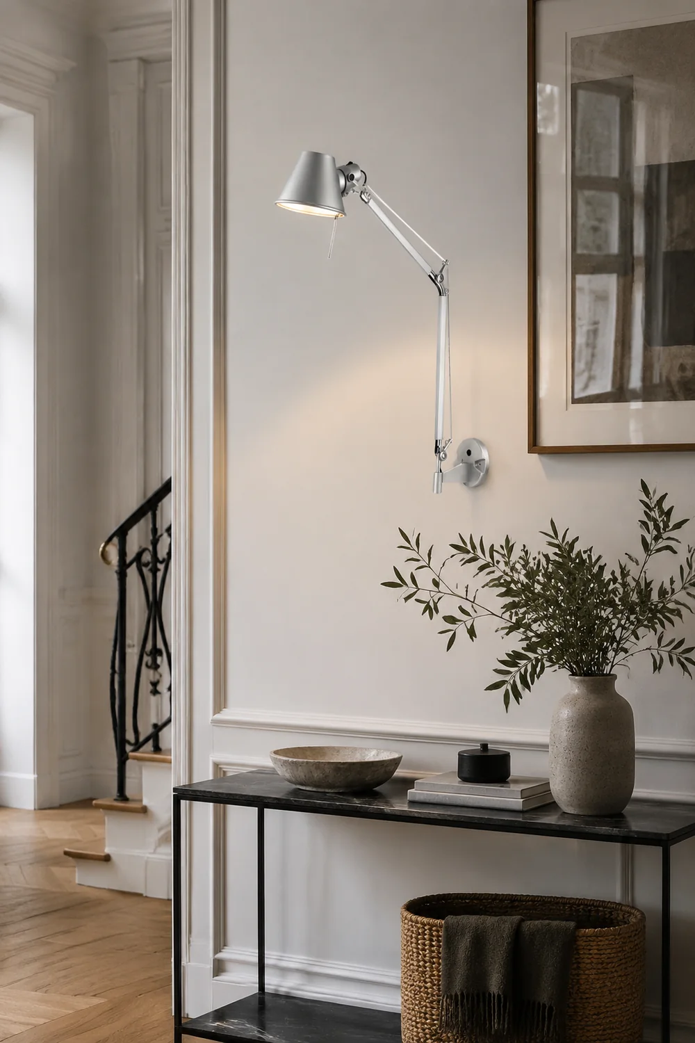Brady Wall Lamp Dome Modern, Metal Adjustable, Silver, Living Room - Lumpaz