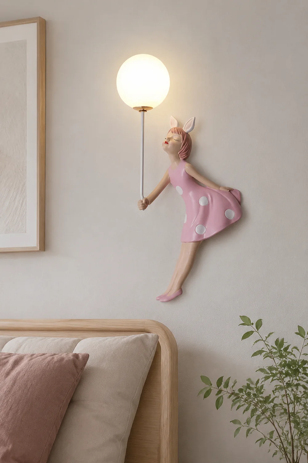 Minori Modern Balloon/Girl Shape Acrylic Pink Wall Lamp - Lumpaz