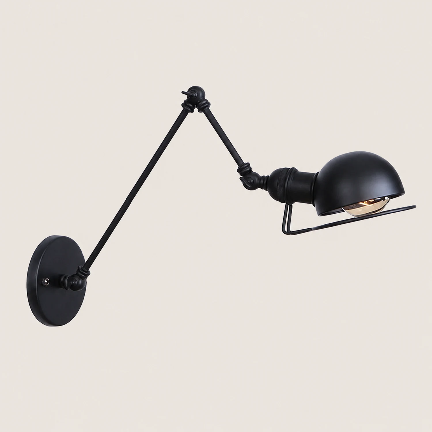 Brady Wall Lamp Dome Minimalist, Metal, Adjustable Black, Bedroom - Lumpaz