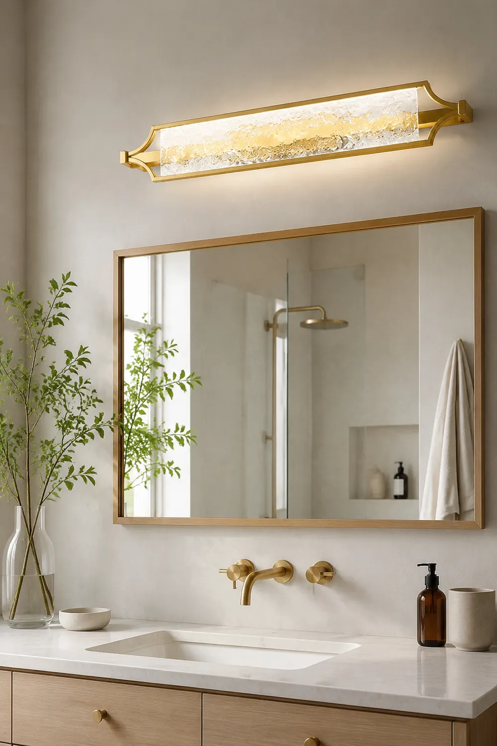Leigh Wall Lamp Modern LED Mirror Front Vanity, White/Gold, Dining Room - Lumpaz