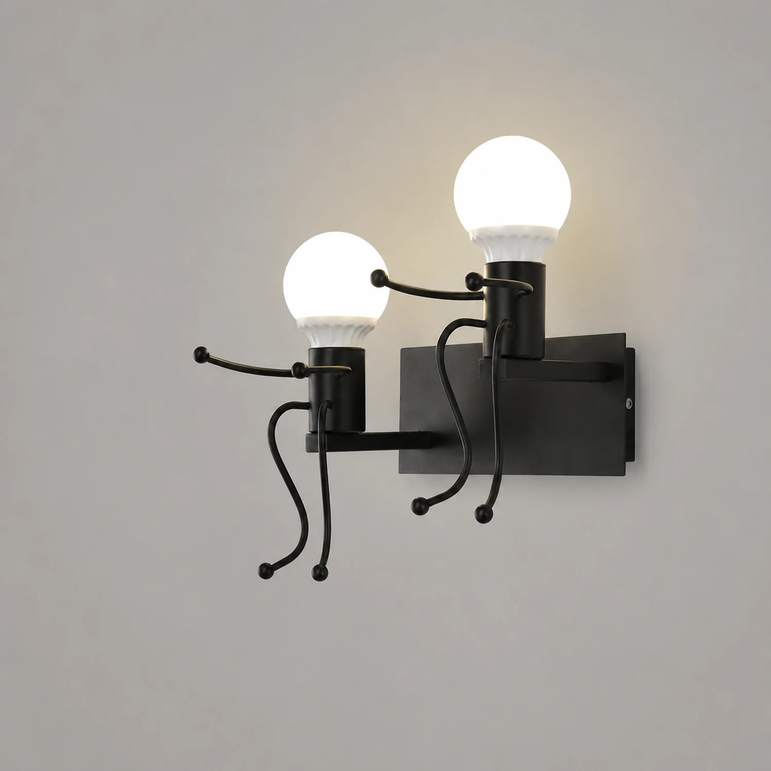 Luxo Modern Decorative Man Metal Wall Lamp, White/Black - Lumpaz