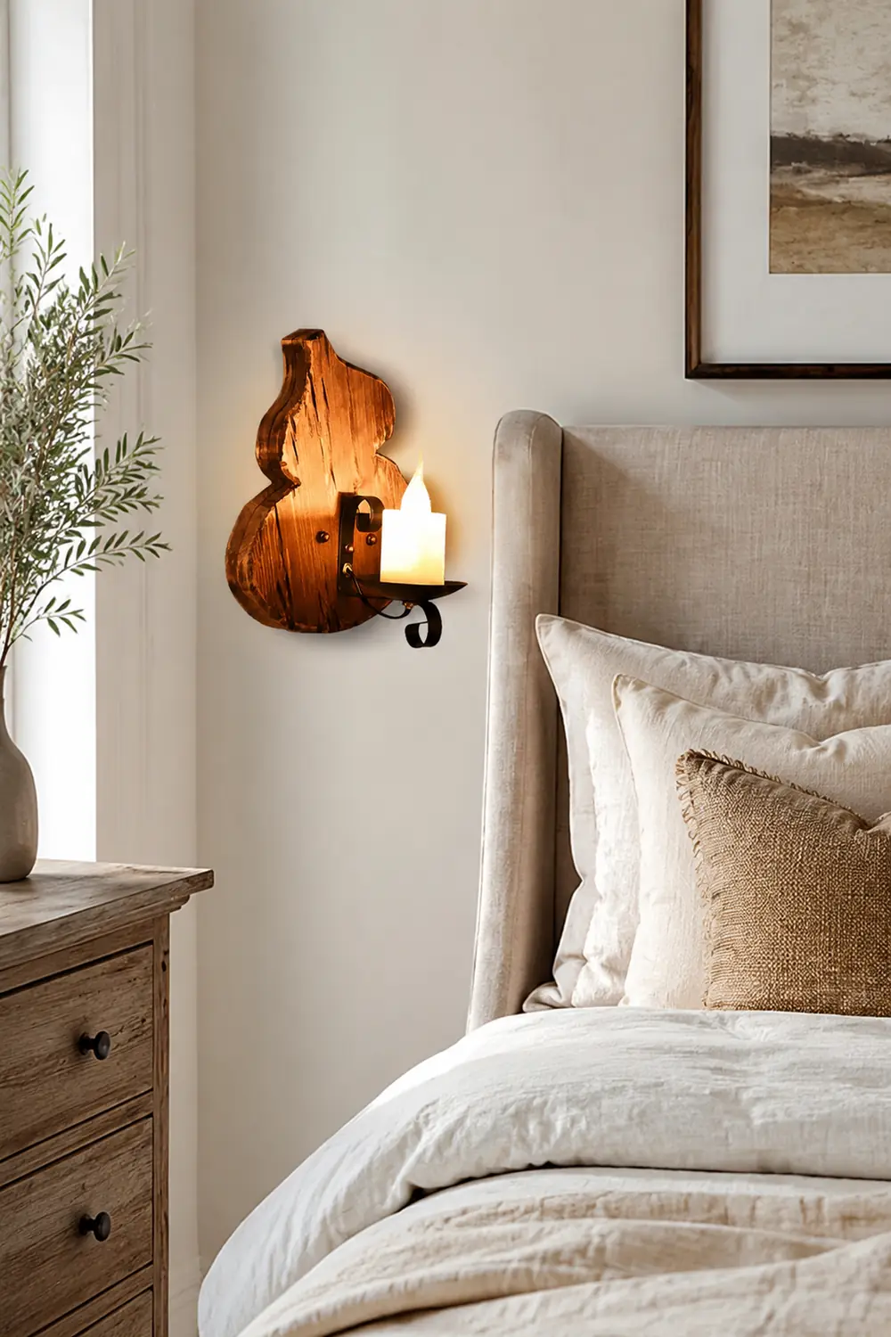 Austin Wall Lamp Cucurbits/Candle Vintage, Wood/Metal, Dining Room - Lumpaz