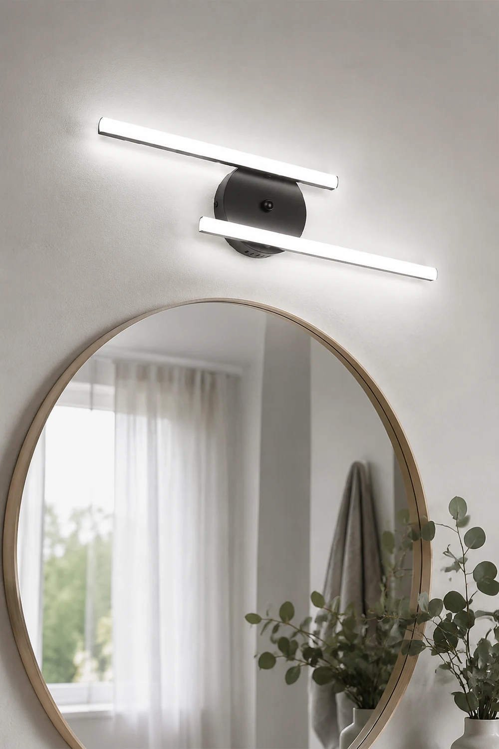 Alana Modern Bi-Linear LED Vanity Wall Lamp, Black/Silver - Lumpaz