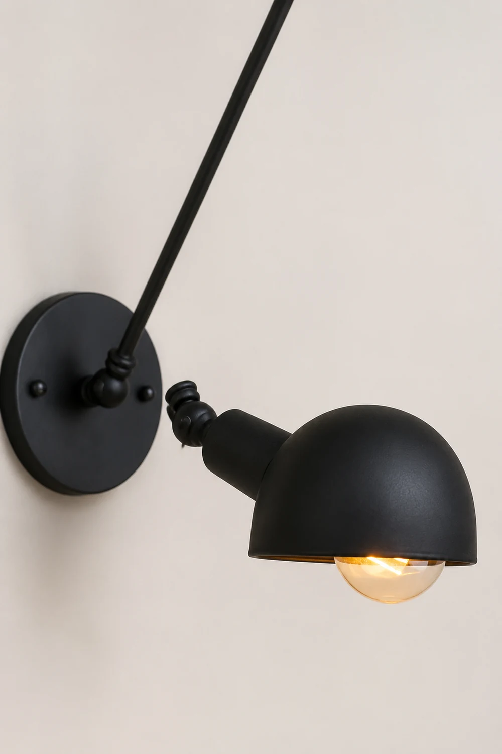 Brady Minimalist Adjustable Wall Lamp, Metal, Black, Bedroom - Lumpaz