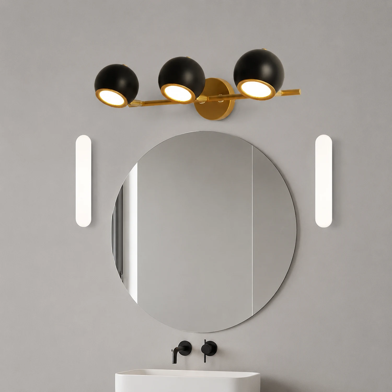 Leigh Modern Globe Metal&Acrylic Wall Lamps, Black/White - Lumpaz